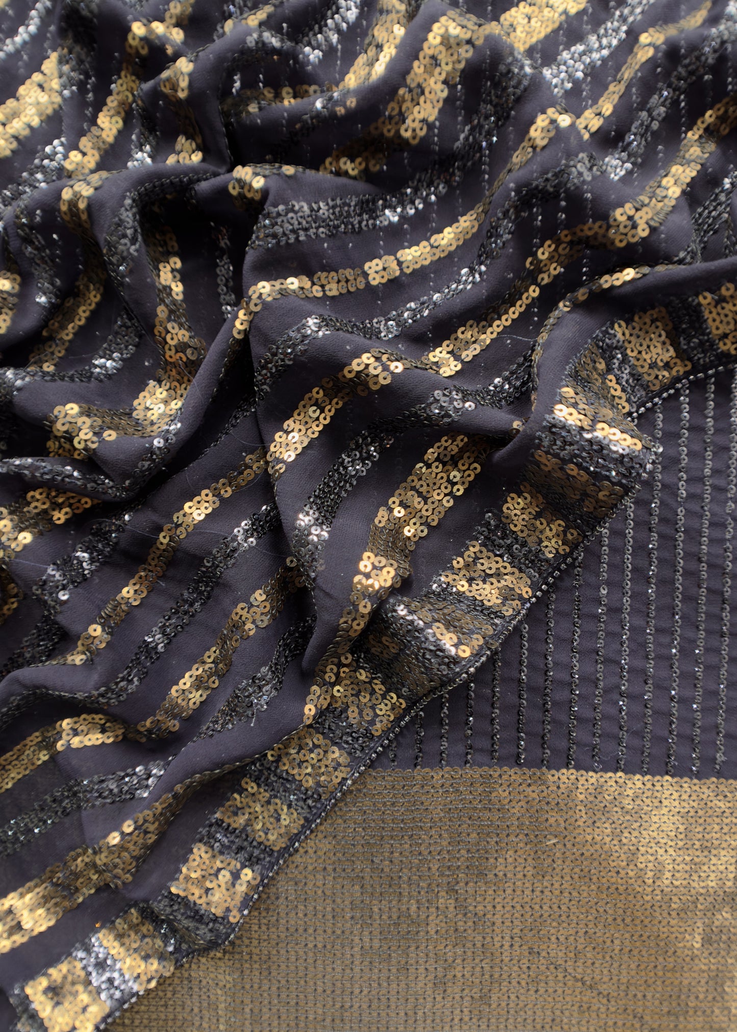 Classy Midnight Blue Sequin Pure Georgette Unstitched Suit