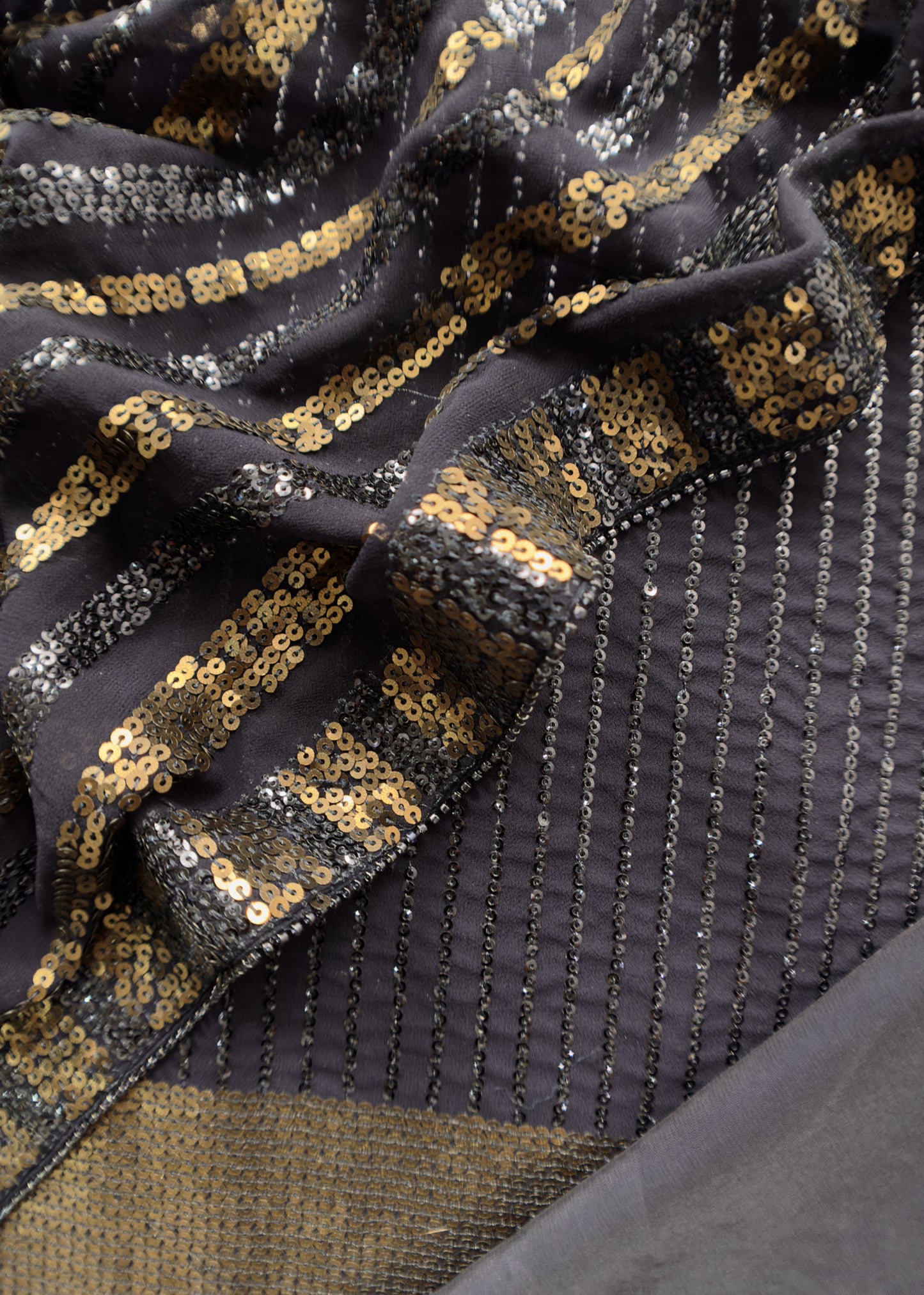 Classy Midnight Blue Sequin Pure Georgette Unstitched Suit