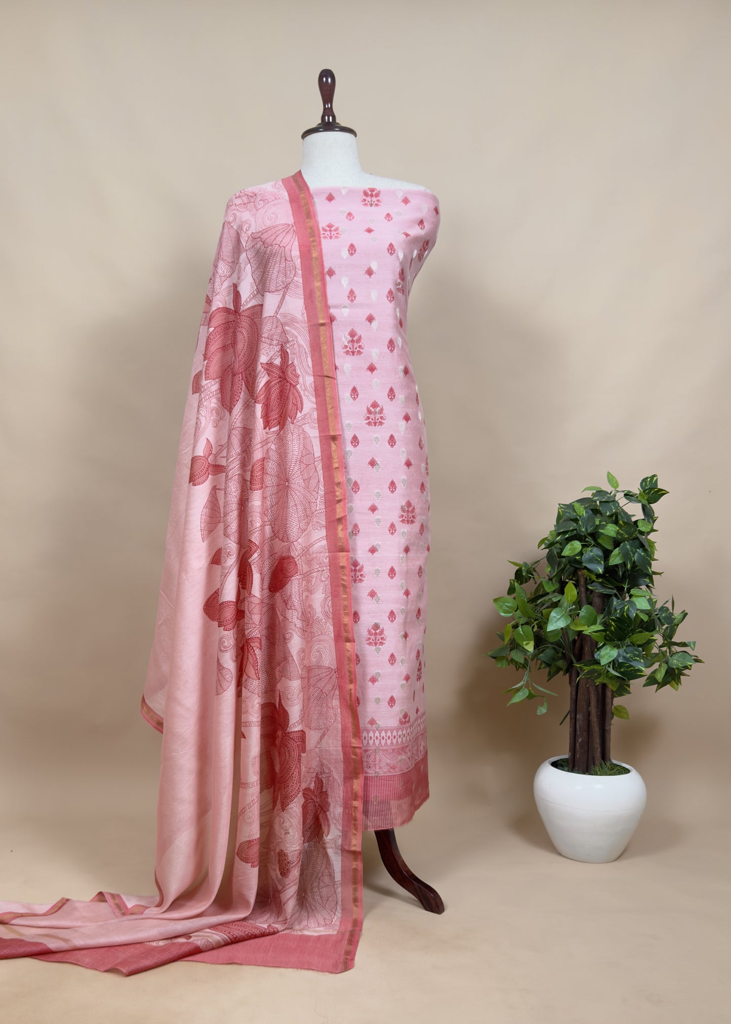 Blue Pure Maheshwari With Traditional Hand Block Print