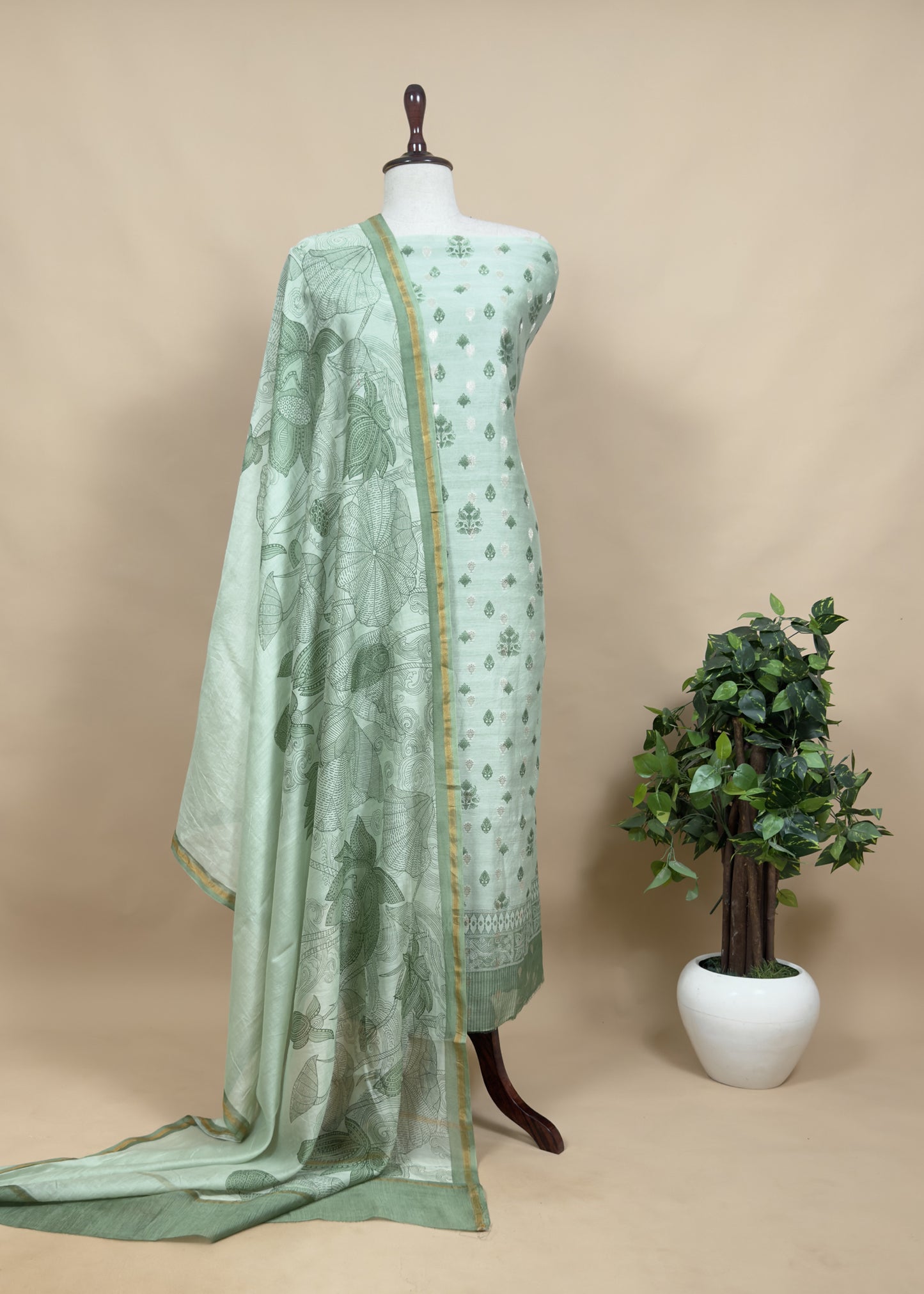 Blue Pure Maheshwari With Traditional Hand Block Print