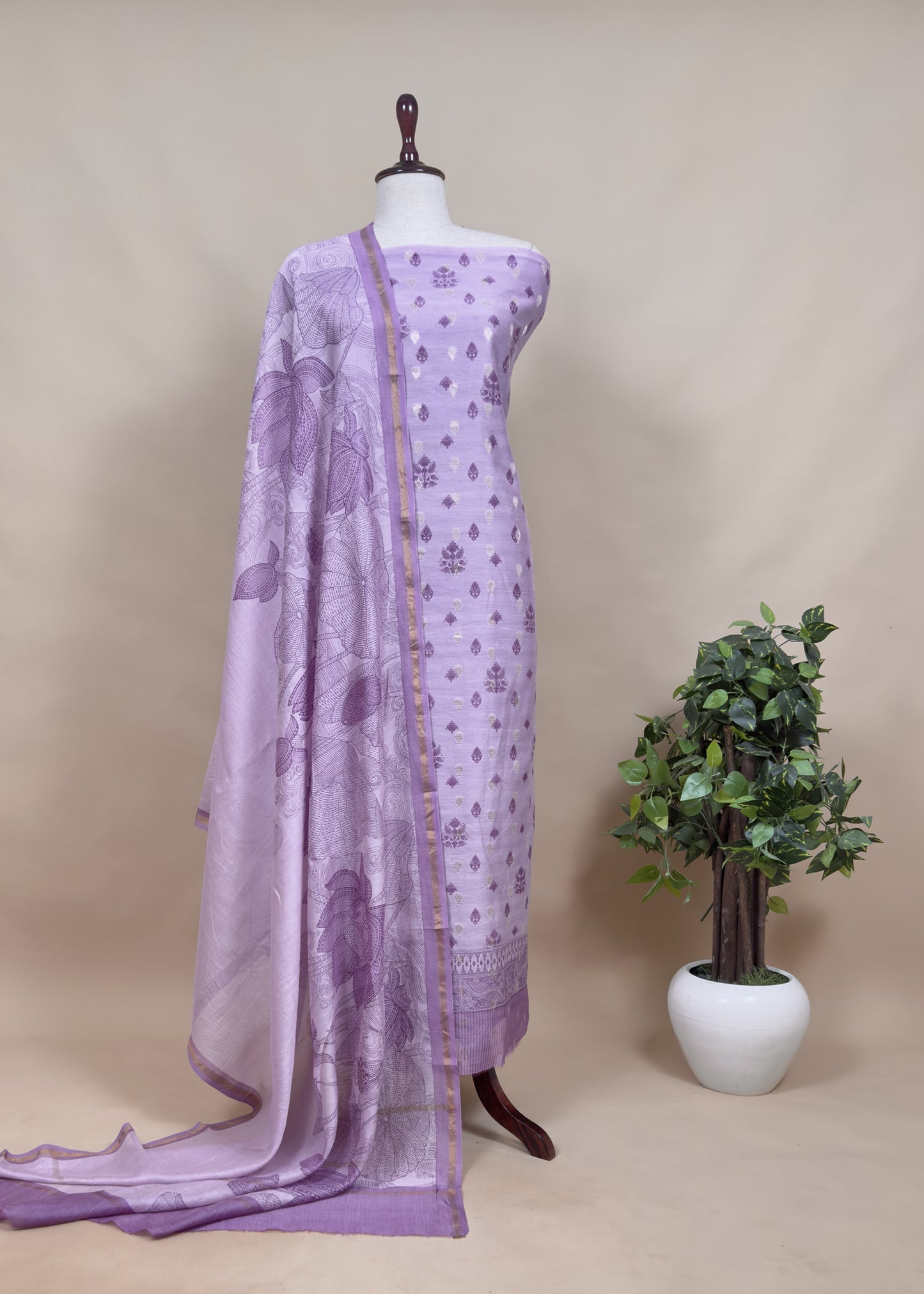 Blue Pure Maheshwari With Traditional Hand Block Print