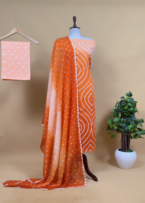 Heer Tangerine Ombré Pure Cotton Bandhani Suit