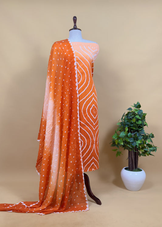 Heer Tangerine Ombré Pure Cotton Bandhani Suit