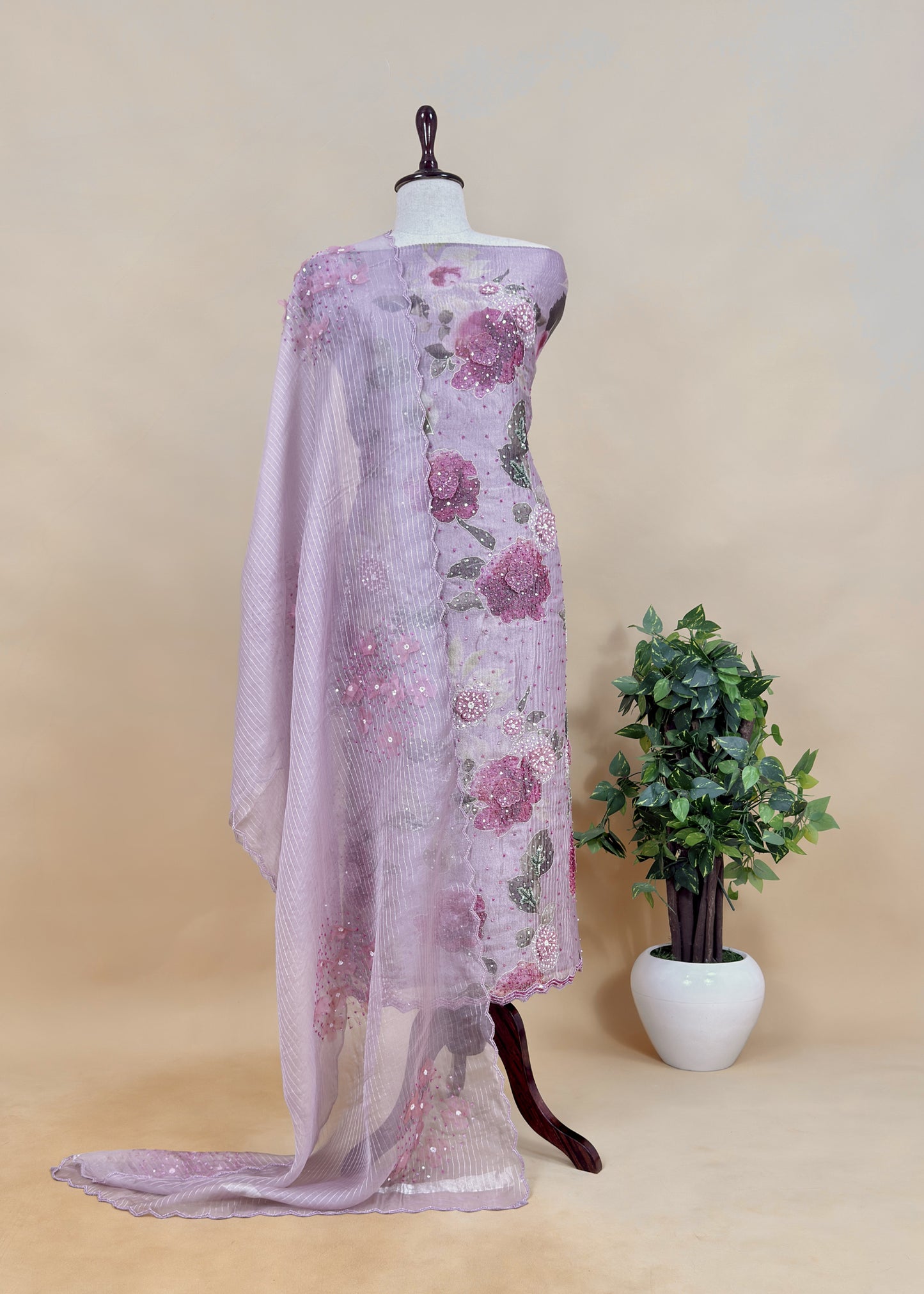 Crushed Tissue Silk Unstitched Suit