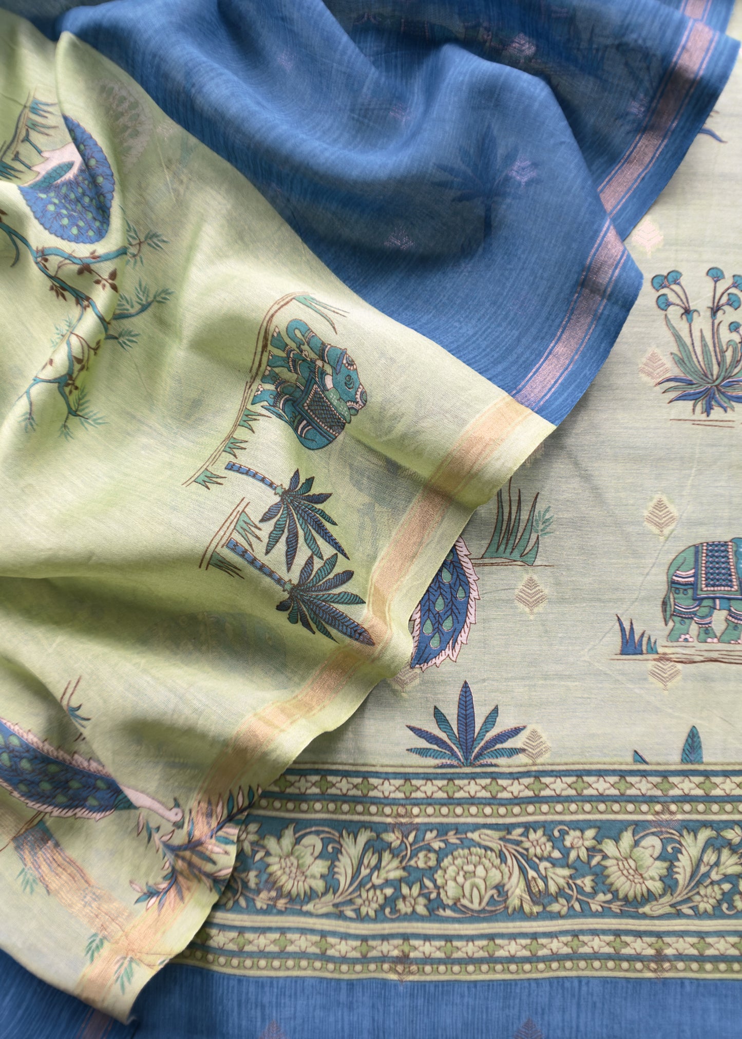 Pure Shikagarh Maheshwari Silk Suit Fabric With Banarasi Bootis