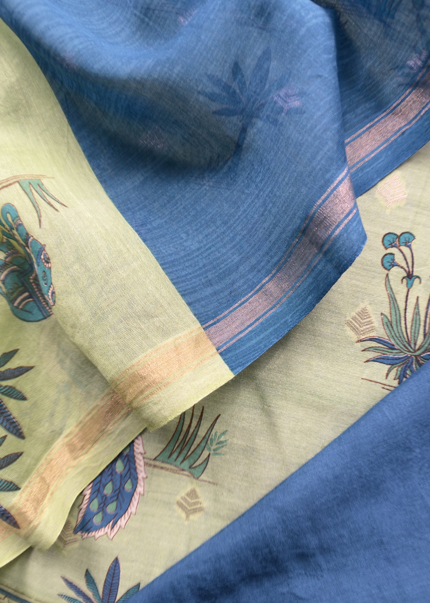 Pure Shikagarh Maheshwari Silk Suit Fabric With Banarasi Bootis