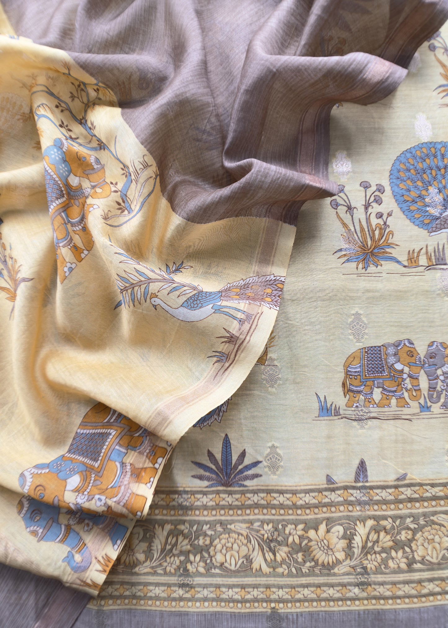 Pure Shikagarh Maheshwari Silk Suit Fabric With Banarasi Bootis