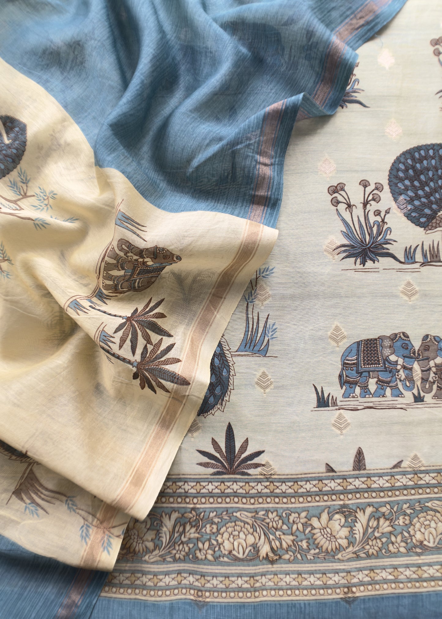 Pure Shikagarh Maheshwari Silk Suit Fabric With Banarasi Bootis