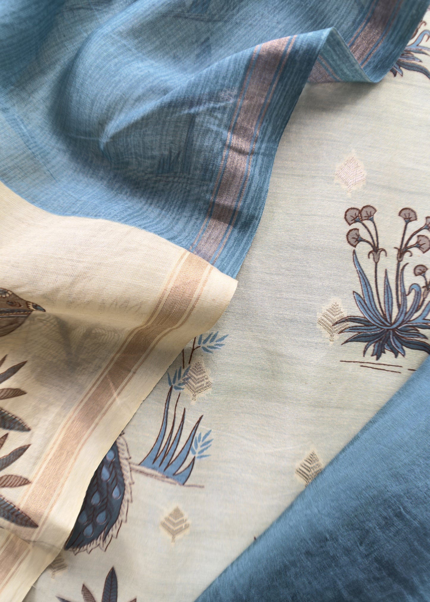 Pure Shikagarh Maheshwari Silk Suit Fabric With Banarasi Bootis