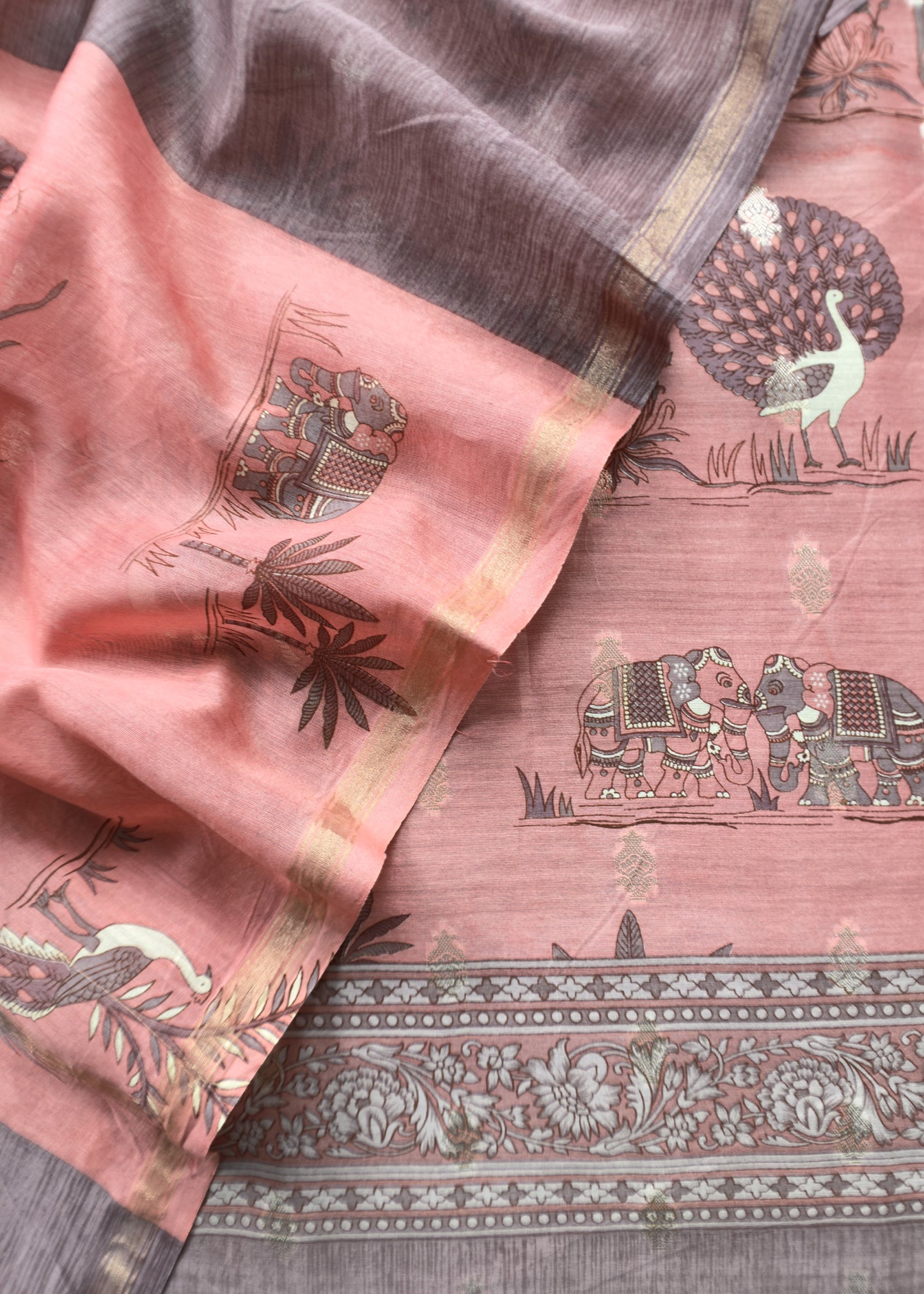 Pure Shikagarh Maheshwari Silk Suit Fabric With Banarasi Bootis