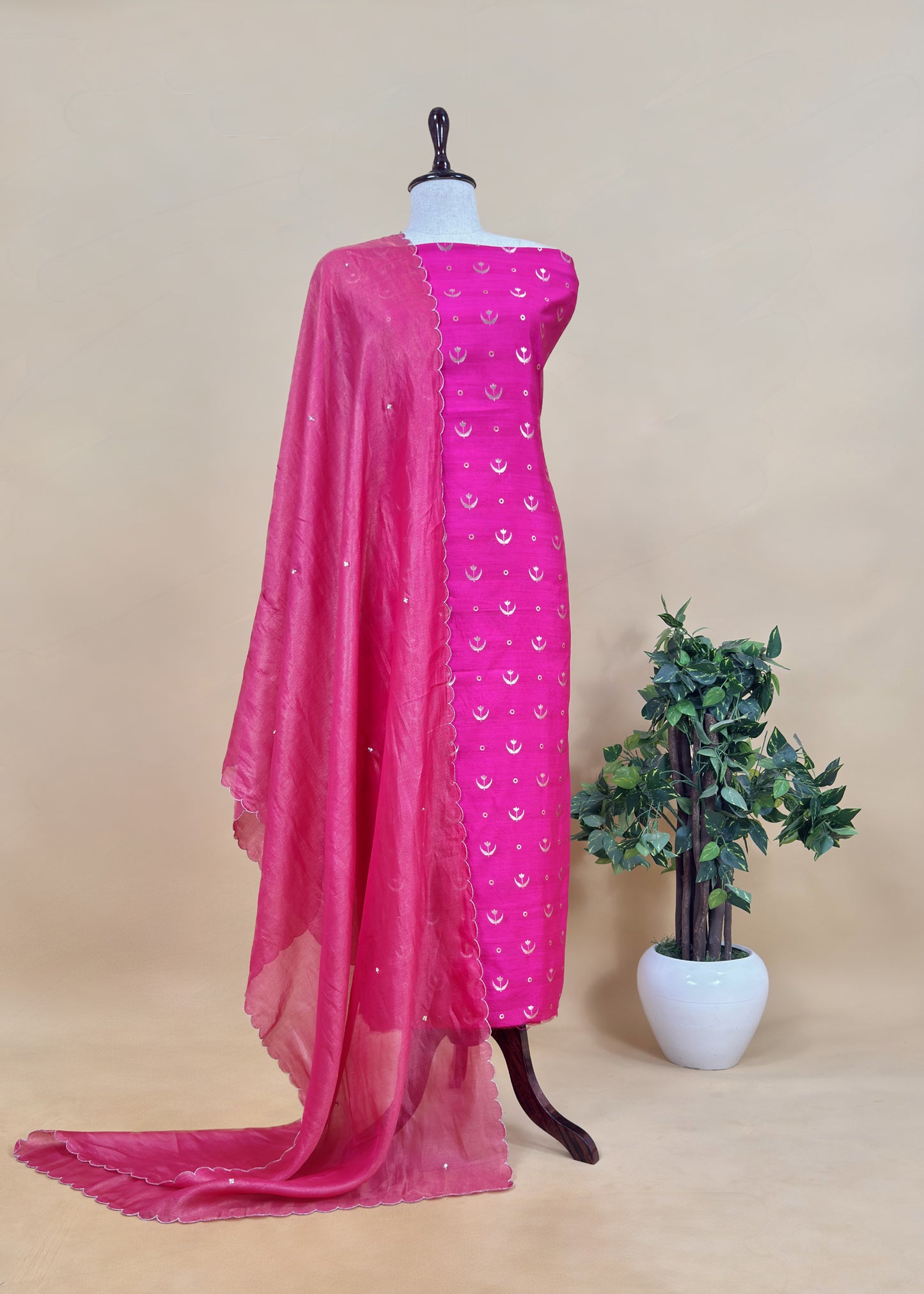 Black Chaandbaali Pure Satin Silk Kurta and Tissue Silk Dupatta with Handwork