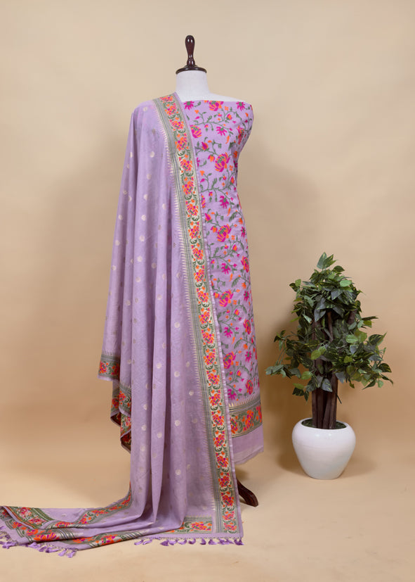 Green Handloom Banarasi Suit With Paithani Weaving