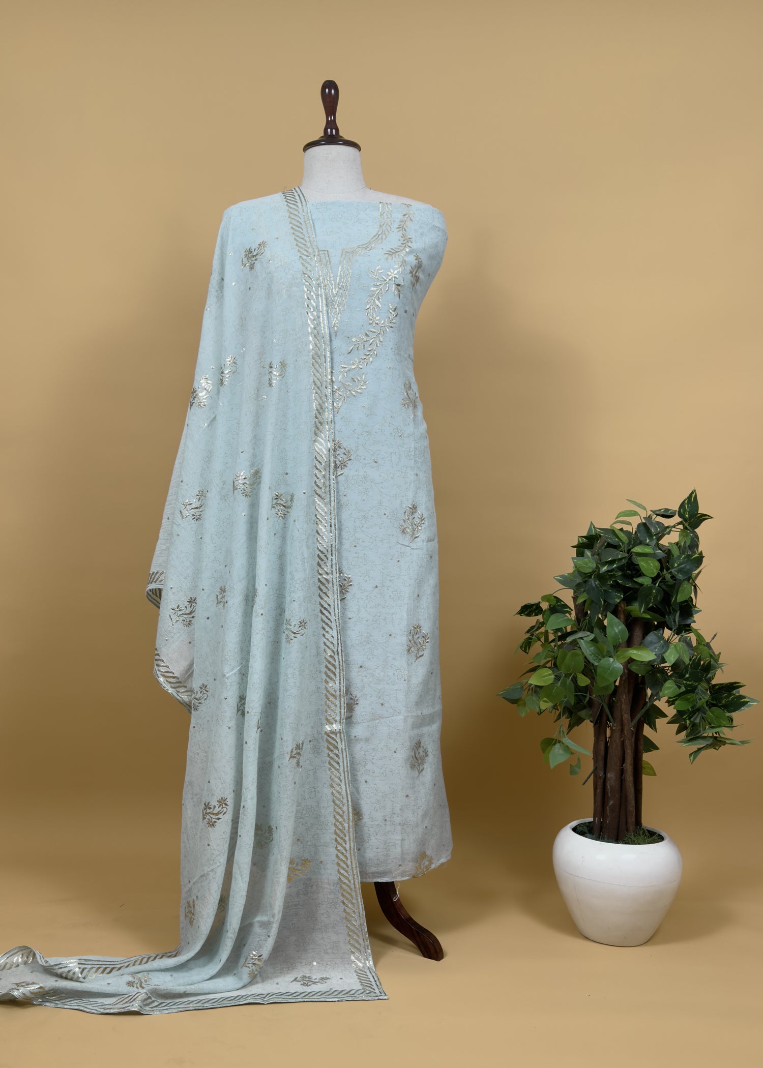 Summer wear suit pure mul chanderi fabric