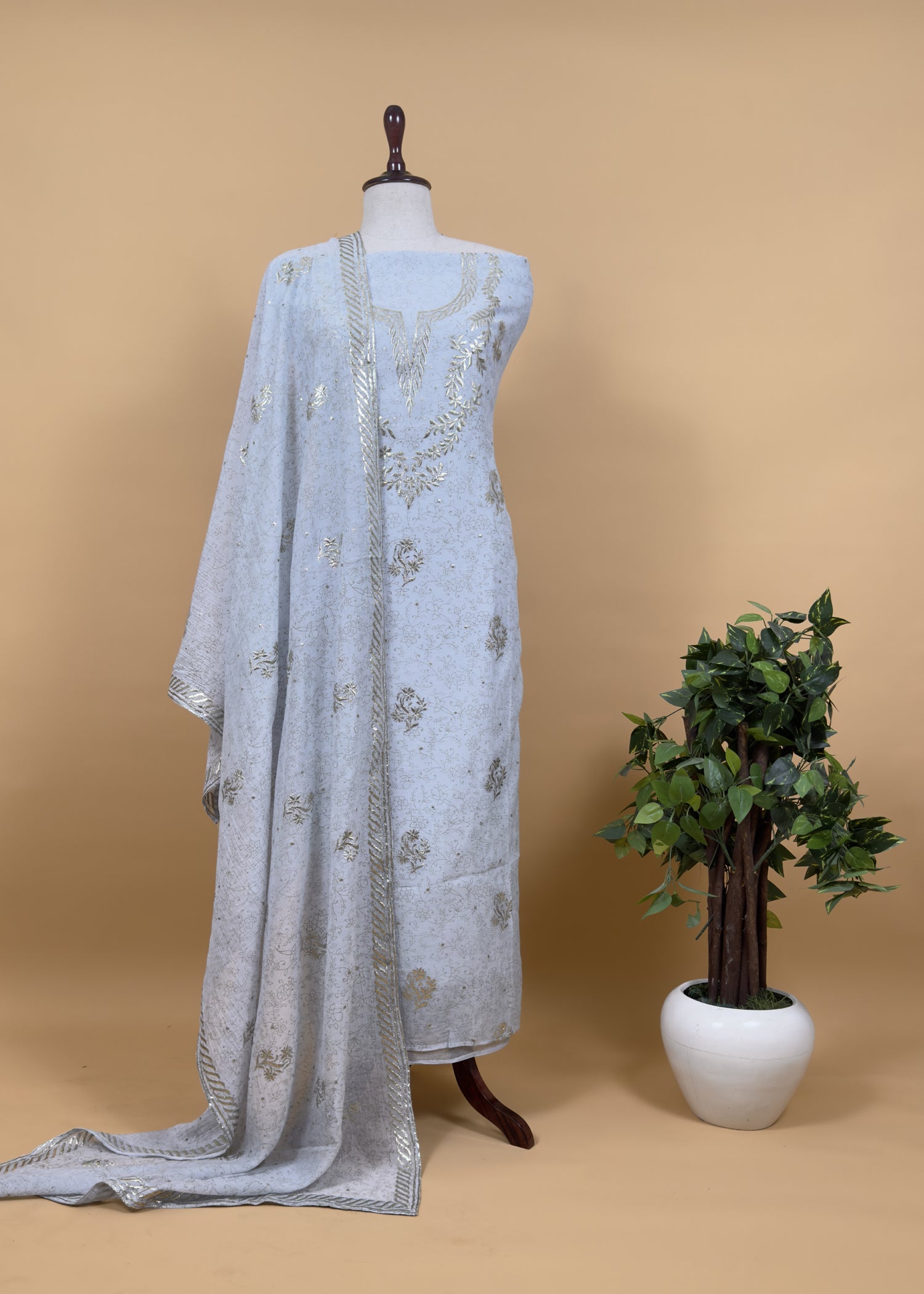 Summer wear suit pure mul chanderi fabric