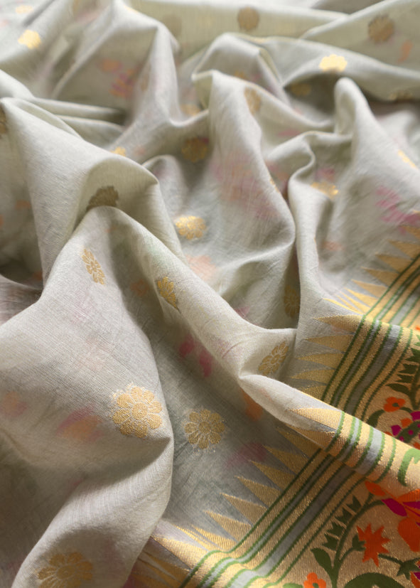 Green Handloom Banarasi Suit With Paithani Weaving