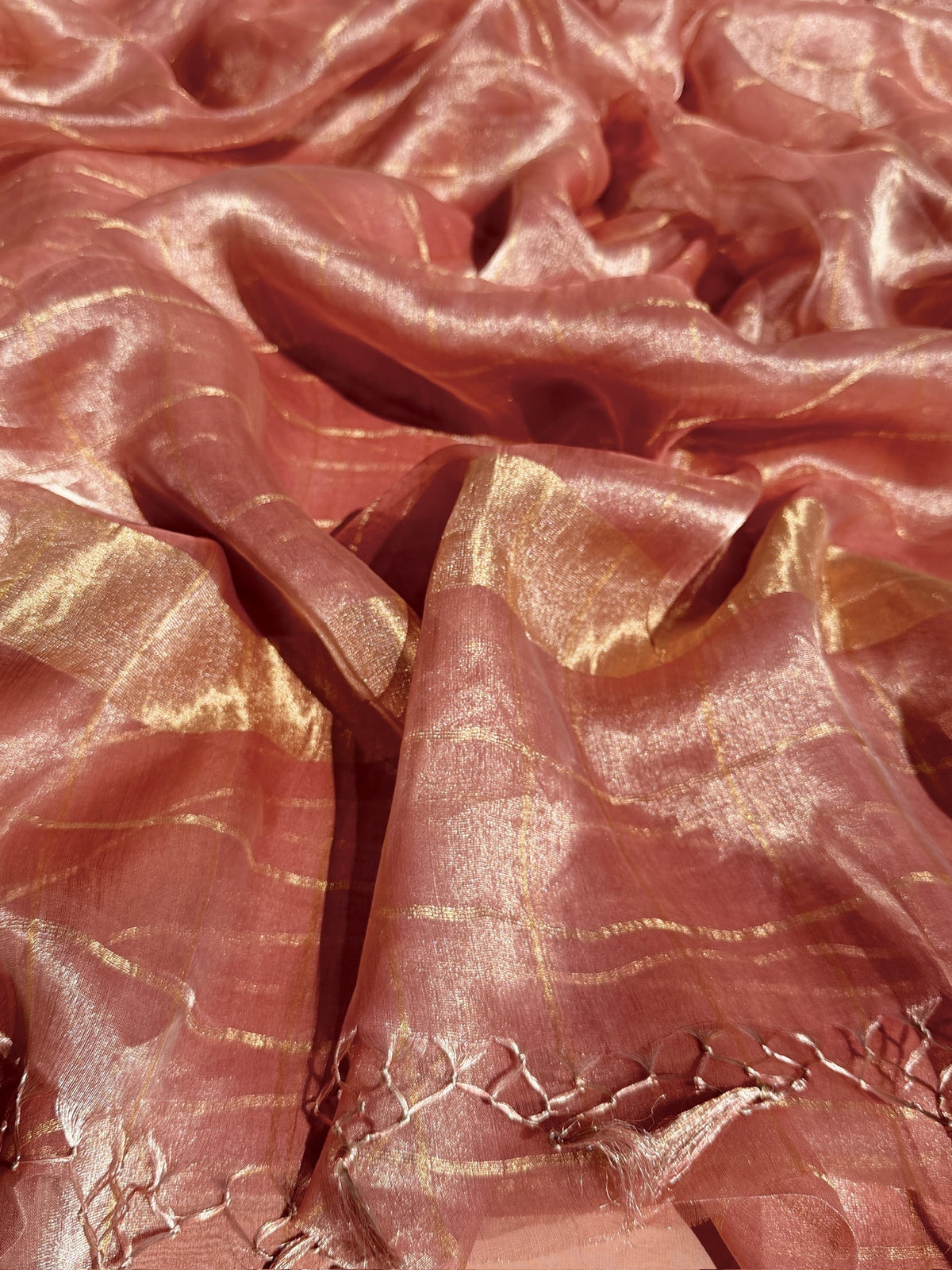 Light Pink Handloom Tissue Silk Saree With Paithnai Blouse