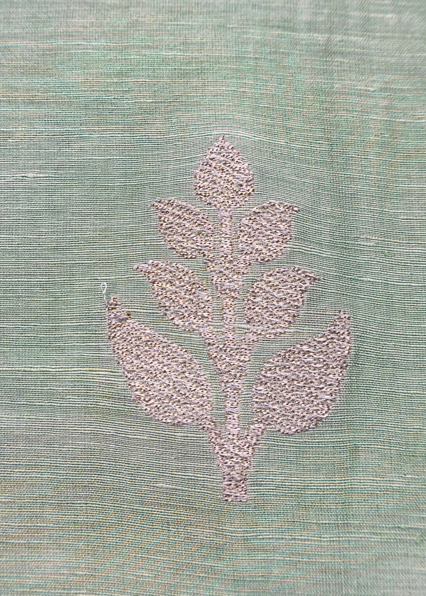 Green Handloom Blue Linen Silk With Kadwa Weaves