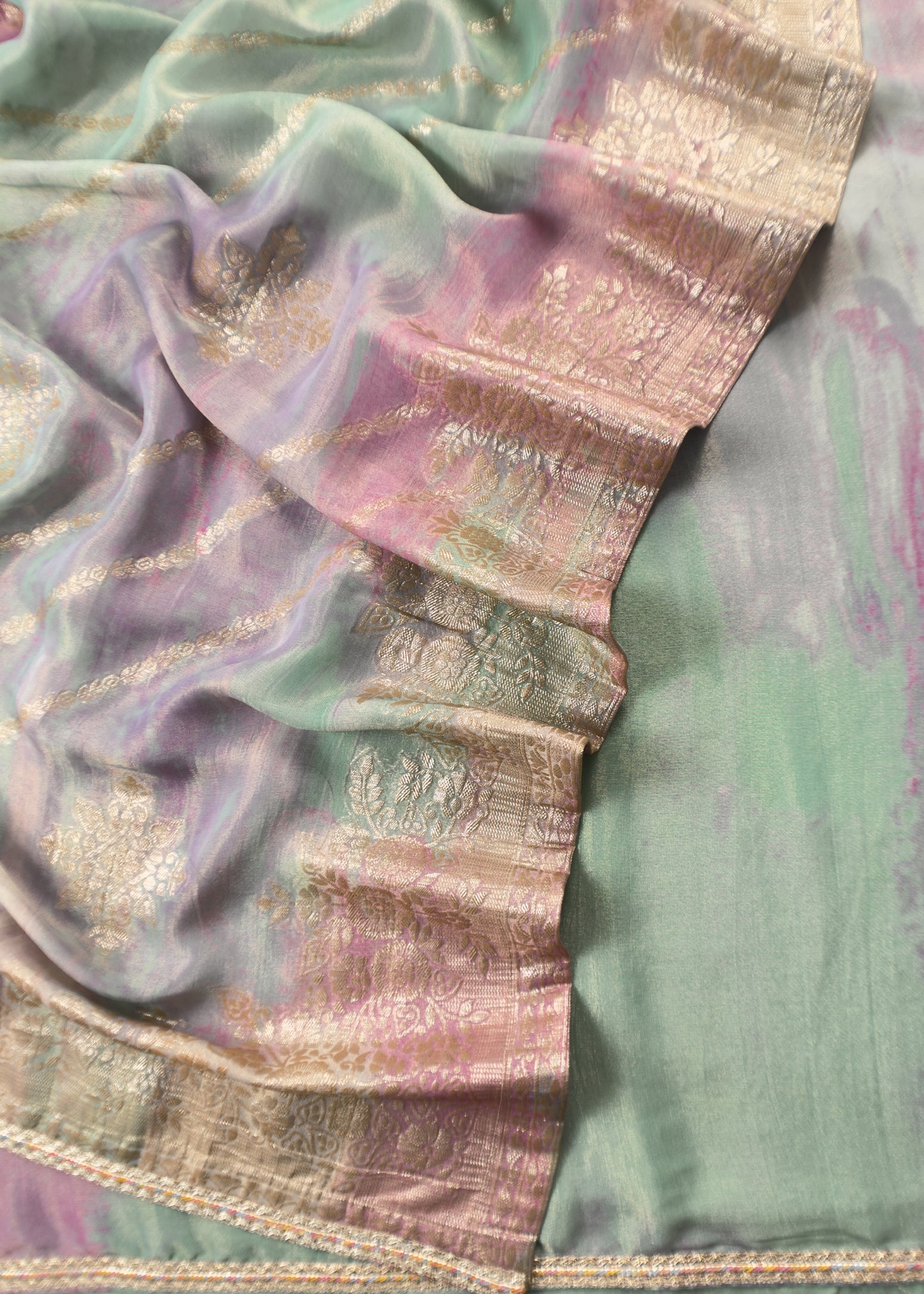 Pure Crushed Tissue-Silk Abstract Print Unstitched Dupatta-suit