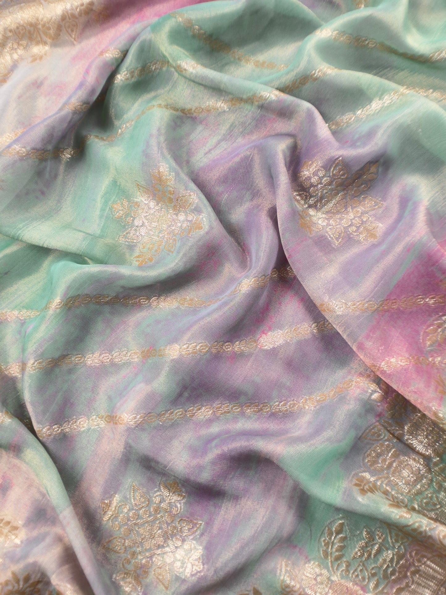 Pure Crushed Tissue-Silk Abstract Print Unstitched Dupatta-suit