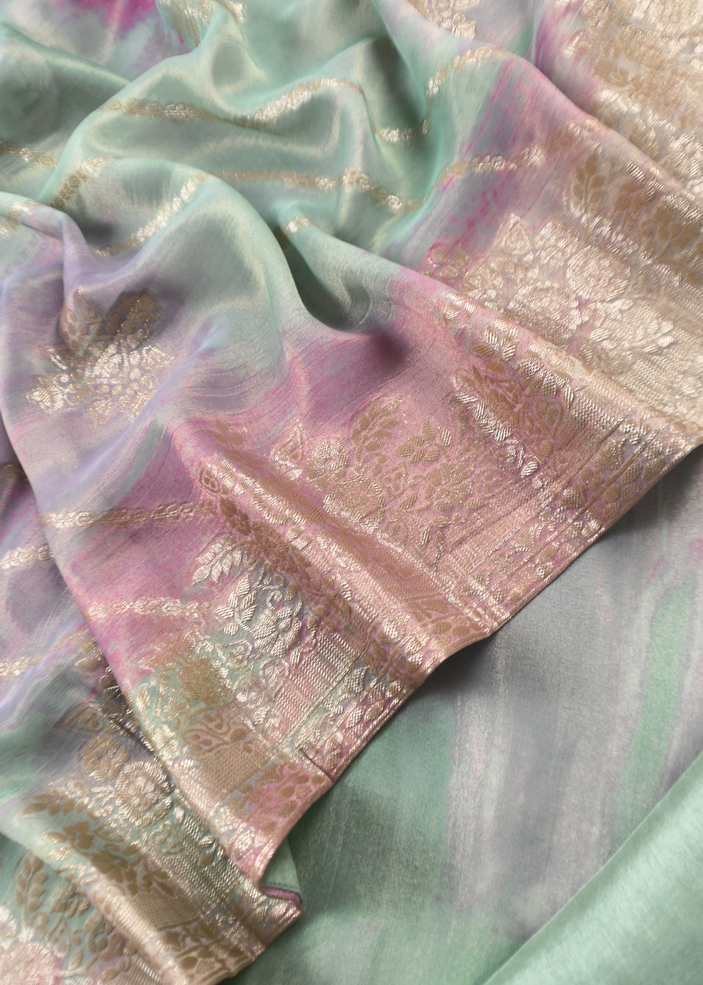 Pure Crushed Tissue-Silk Abstract Print Unstitched Dupatta-suit