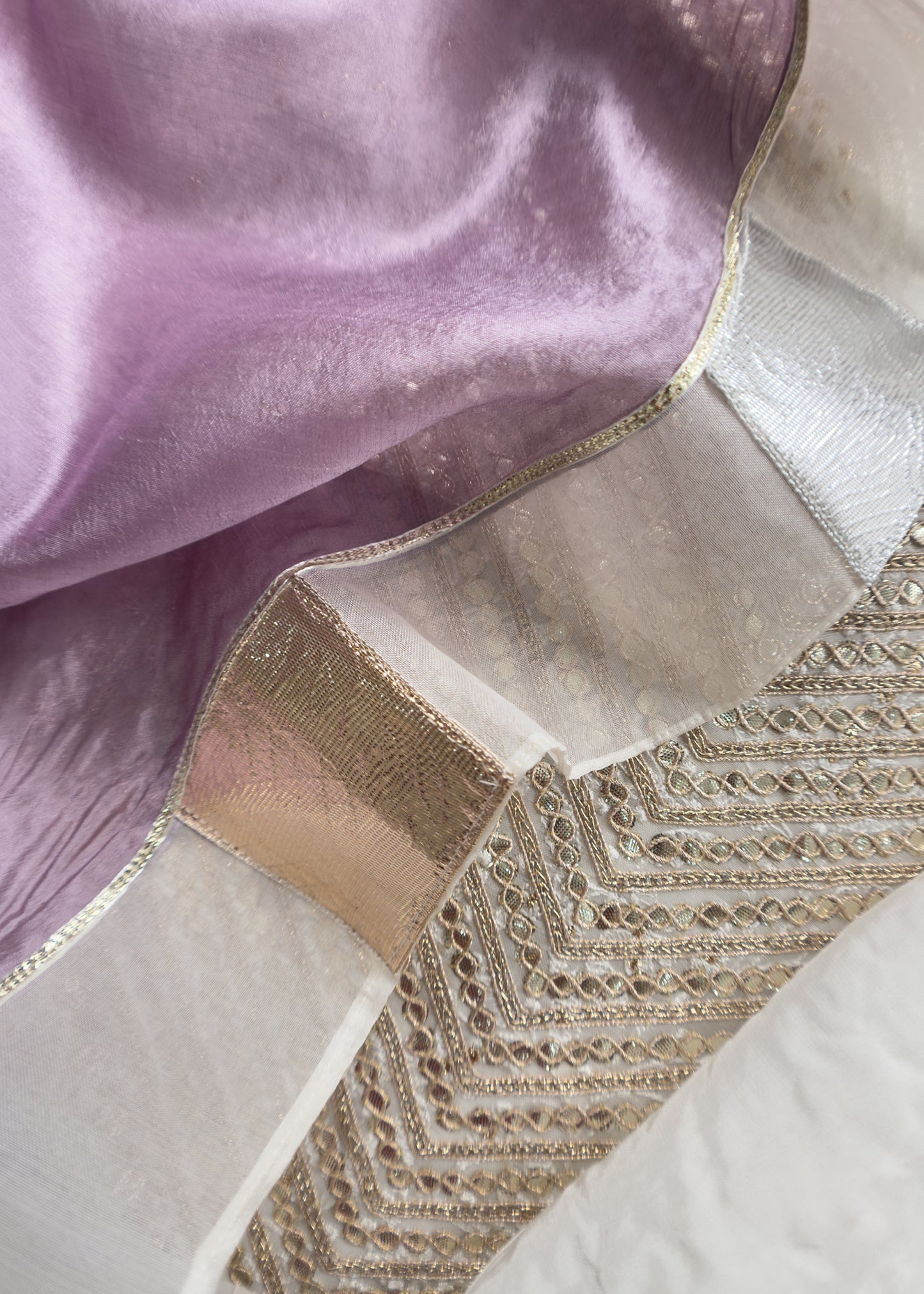 Pakeezah Ivory Kalasheel luxe Designer Kora Organza Suit With Chikankari And Gotapatti Work