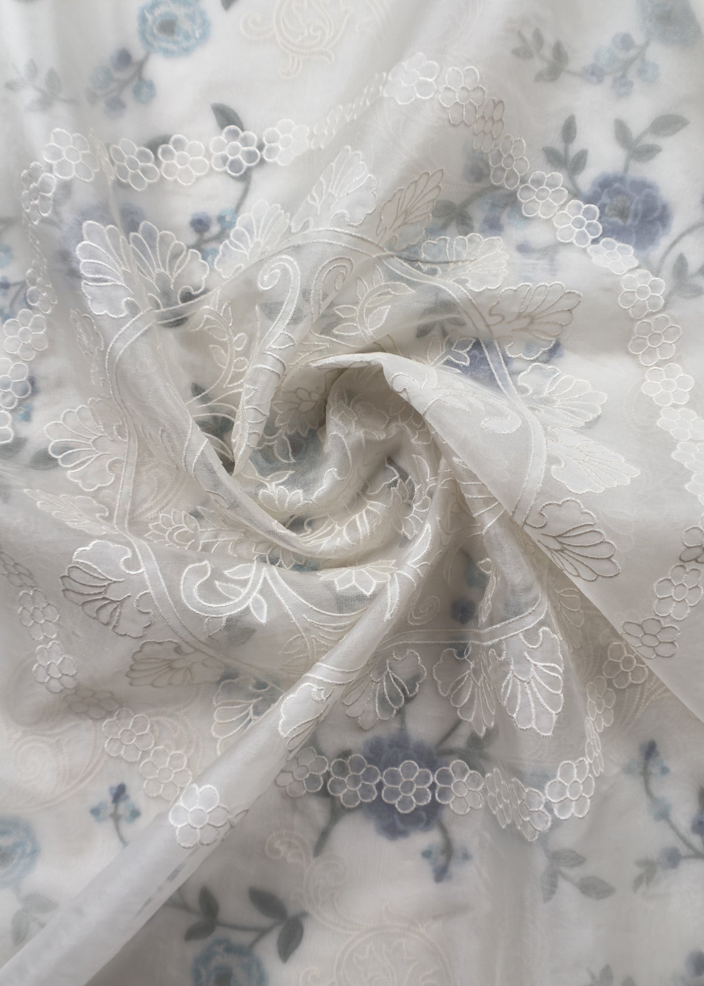 Kalasheel Luxe Dove white Pure Kora Silk Suit with Parsi Embroidery And Appliqué Work