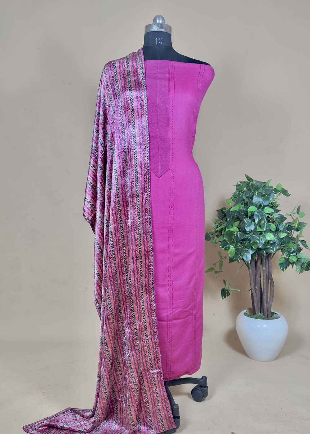 Orange Pashmina Suit With Velvet Stall