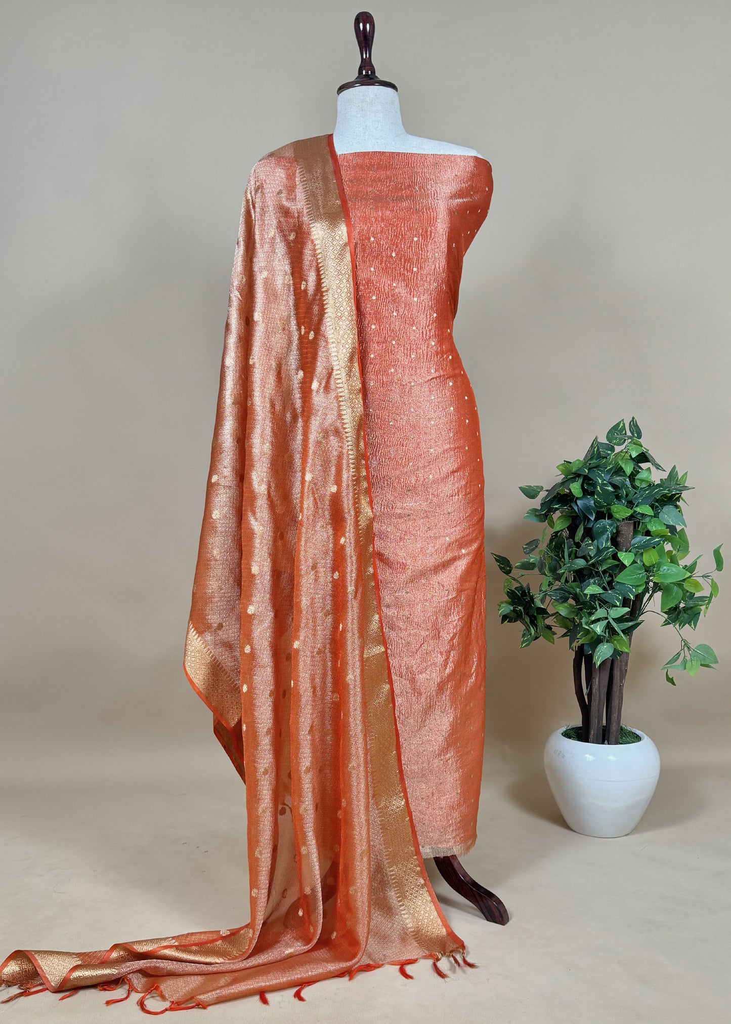 Buy wedding wear suit in tissue silk fabric
