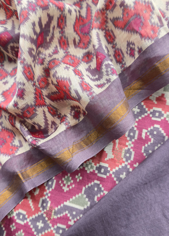 Maheshwari Silk Suit In Patola With Zari Weaving