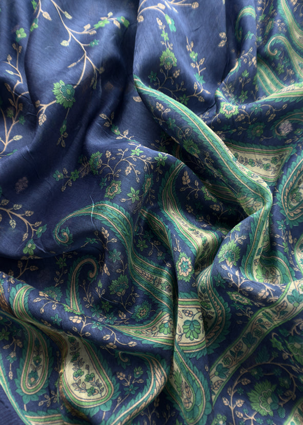 Blue And Green Maheshwari Silk Suit With Banarasi Bootis