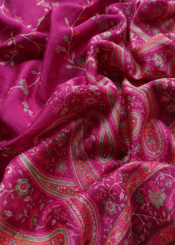 Magenta Pink Maheshwari Silk Suit With Banarasi Bootis