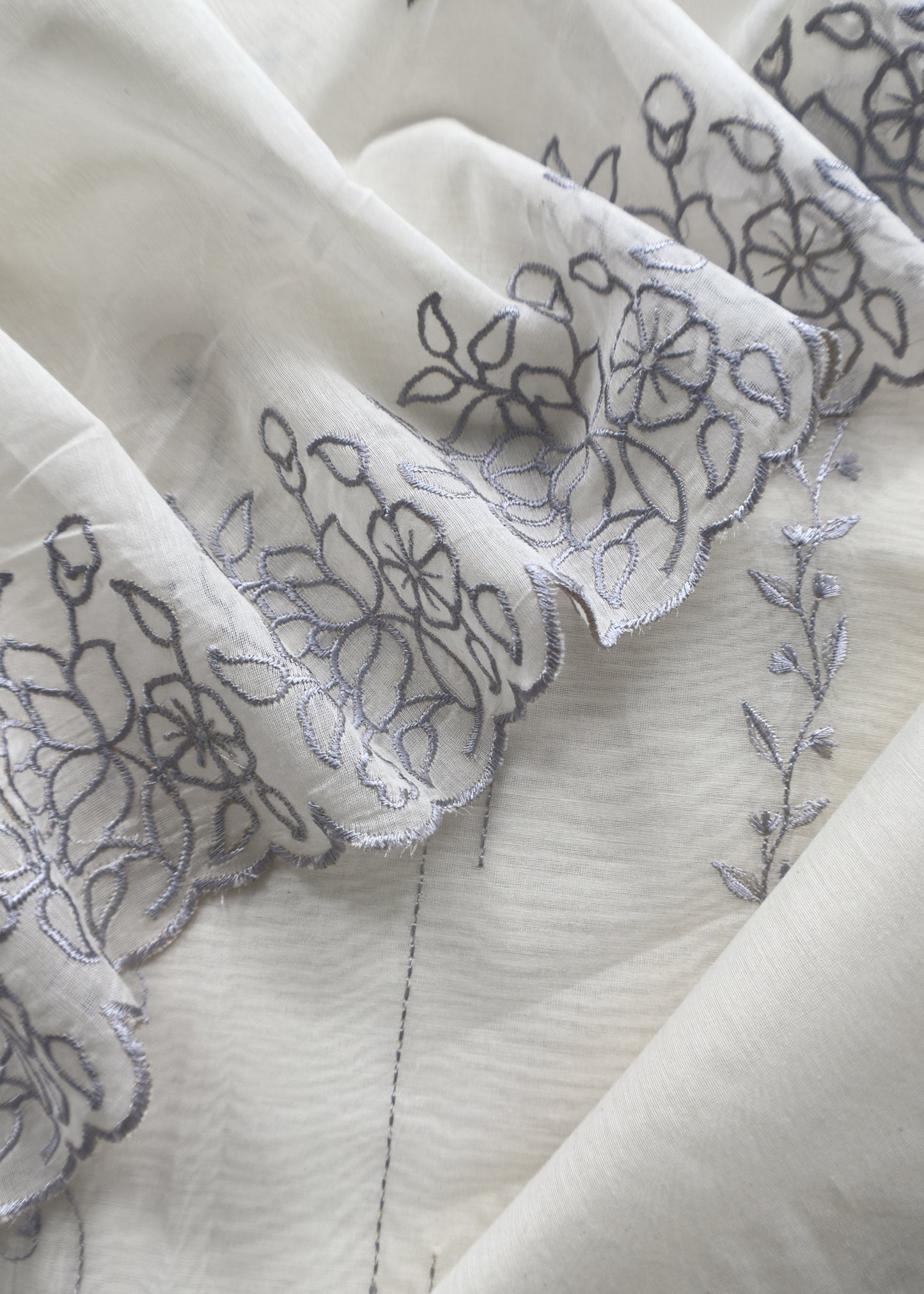 mul chanderi suit with embroidery