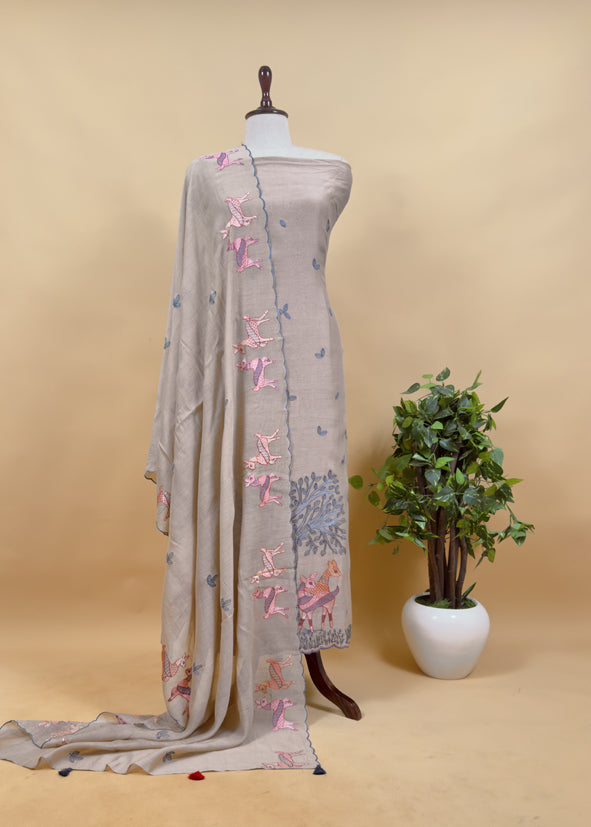 Summer wear suit pure mul chanderi fabric