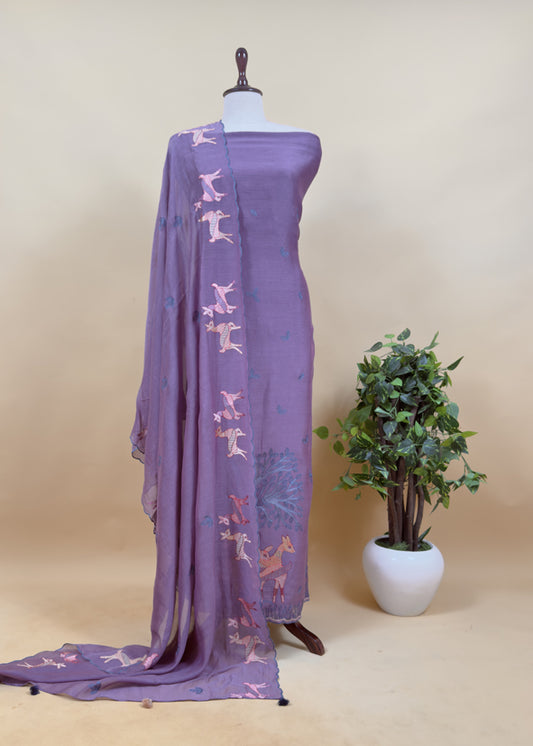 Summer wear suit pure mul chanderi fabric