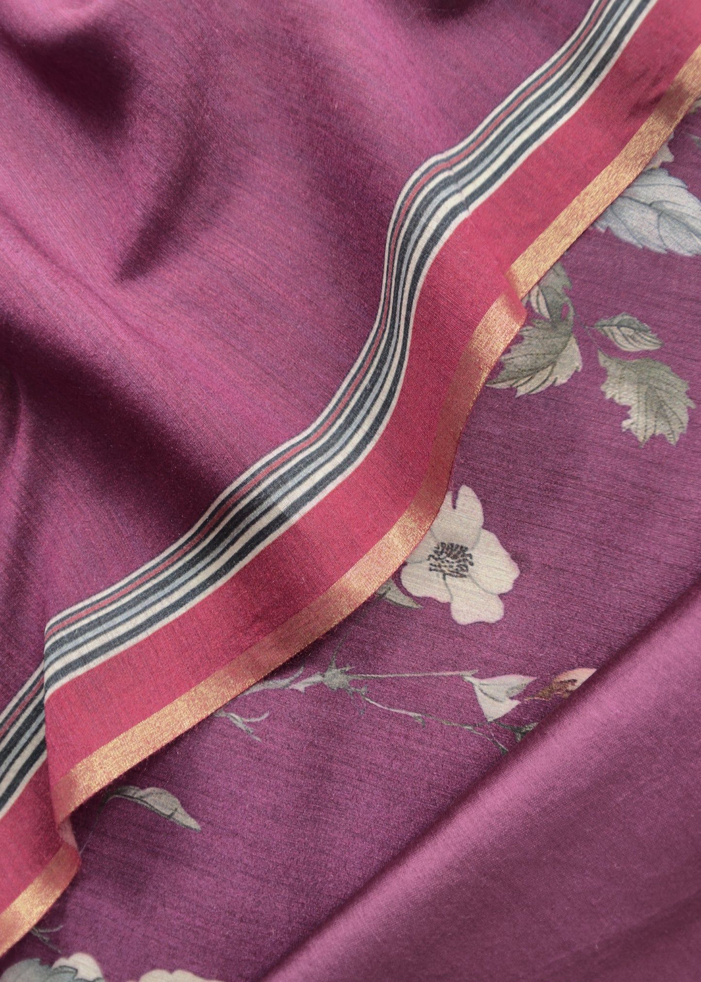 Dirty Purple Handloom Munga Tussar Unstitched Suit With Digital Print