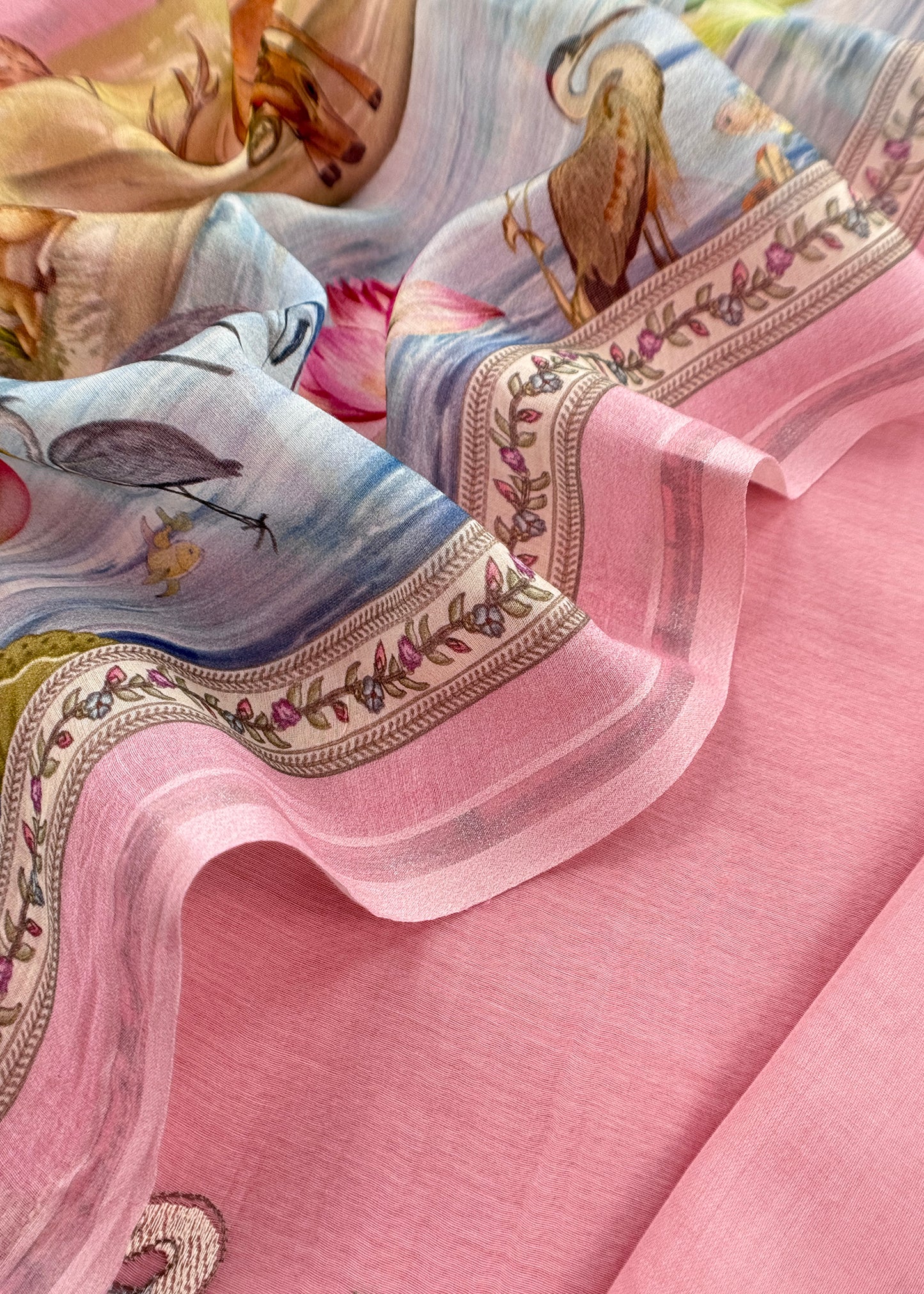 Baby Pink Mulmul Suit With Digital Print Dupatta