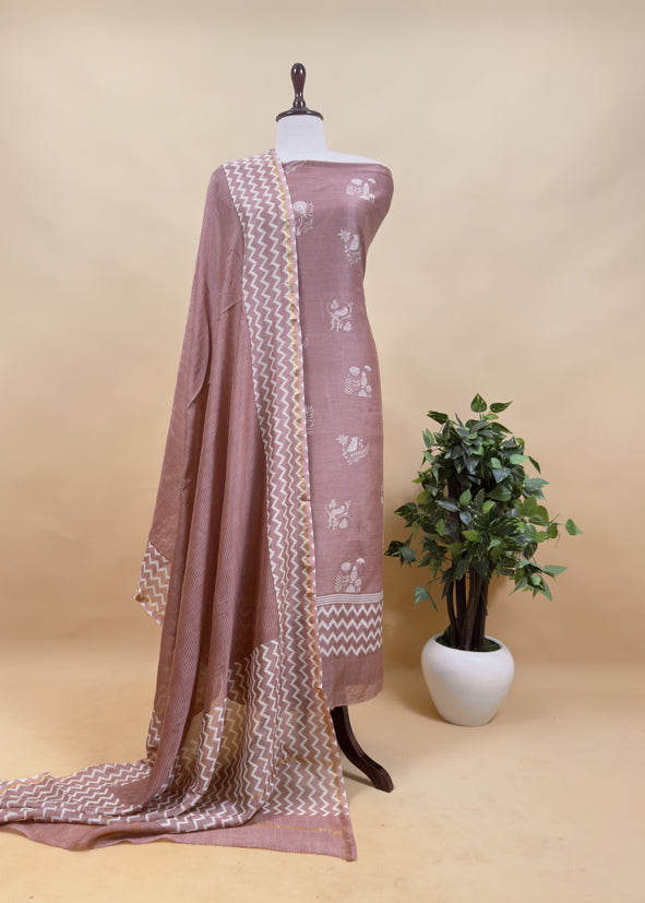 Apple Green Pure Maheshwari Silk Suit With Ekat Dupatta