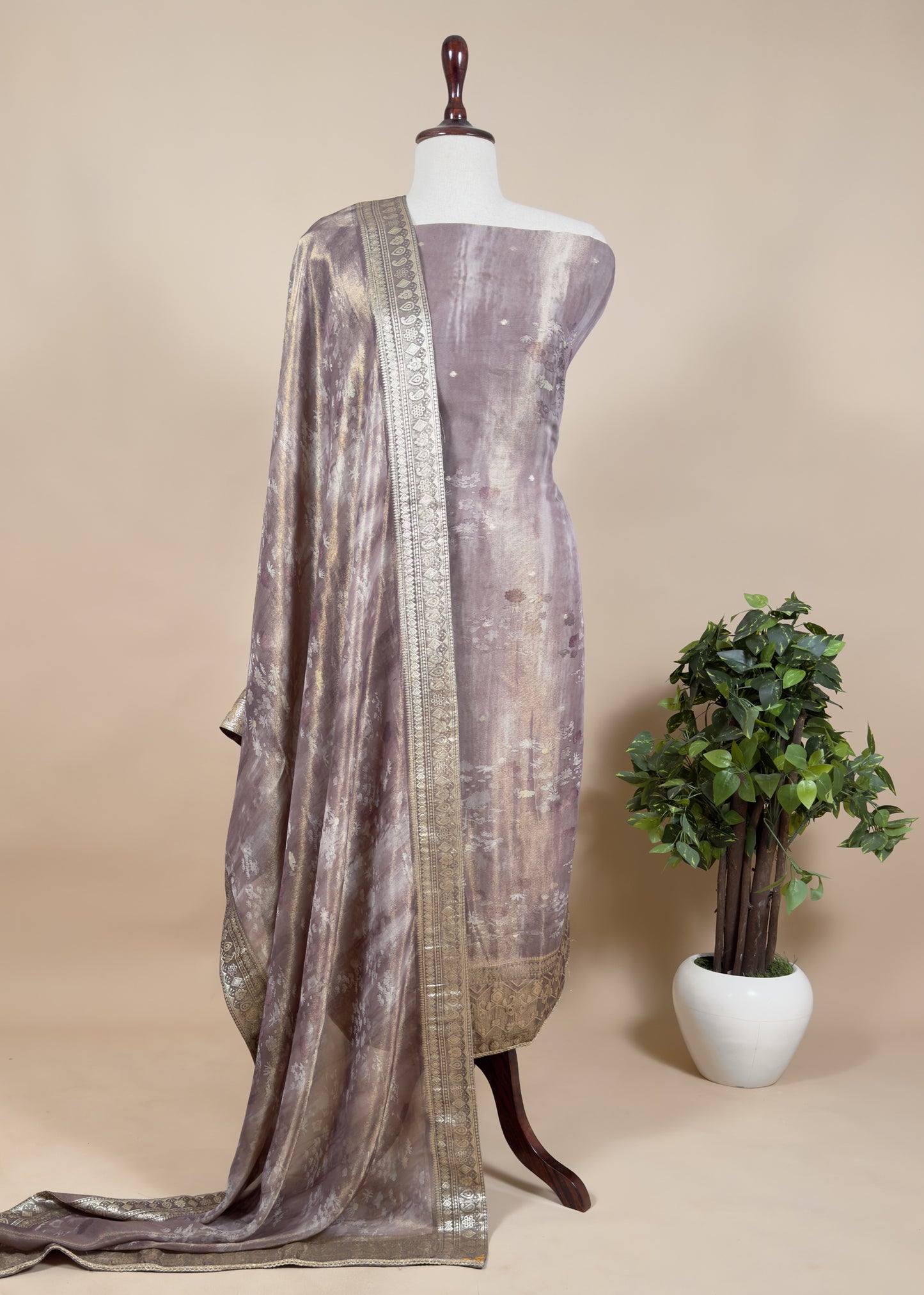 Buy wedding wear suit in tissue silk fabric