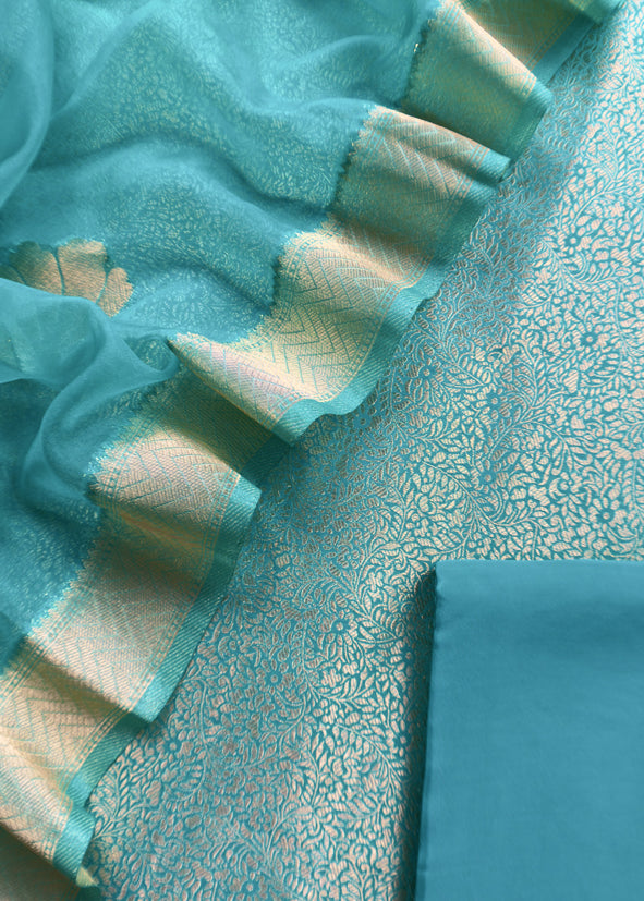 Brocade Kurta With Organza Dupatta
