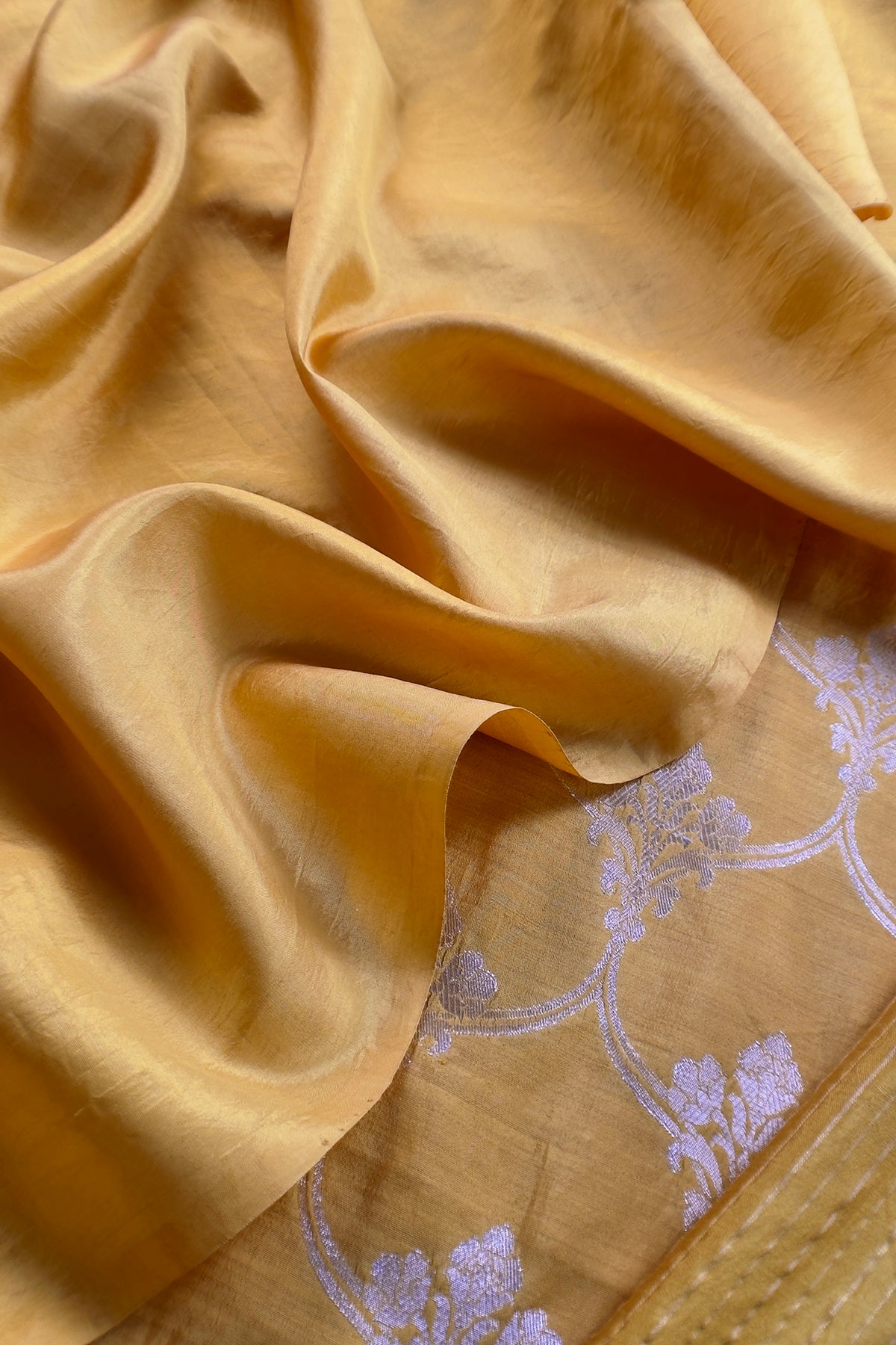 Yellow Silk Suit With Sona-Roopa Kadwa Weaving