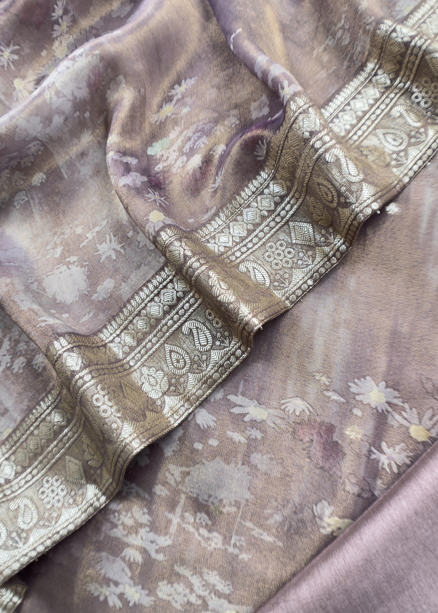 Floral Digital Print Tissue Silk Suit Set
