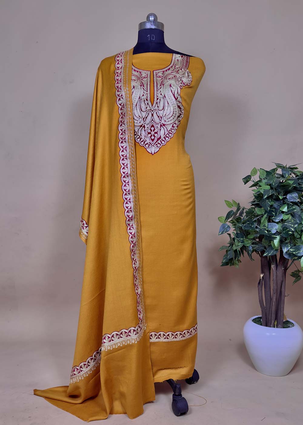 Woolen Suit With Aari Embroidery