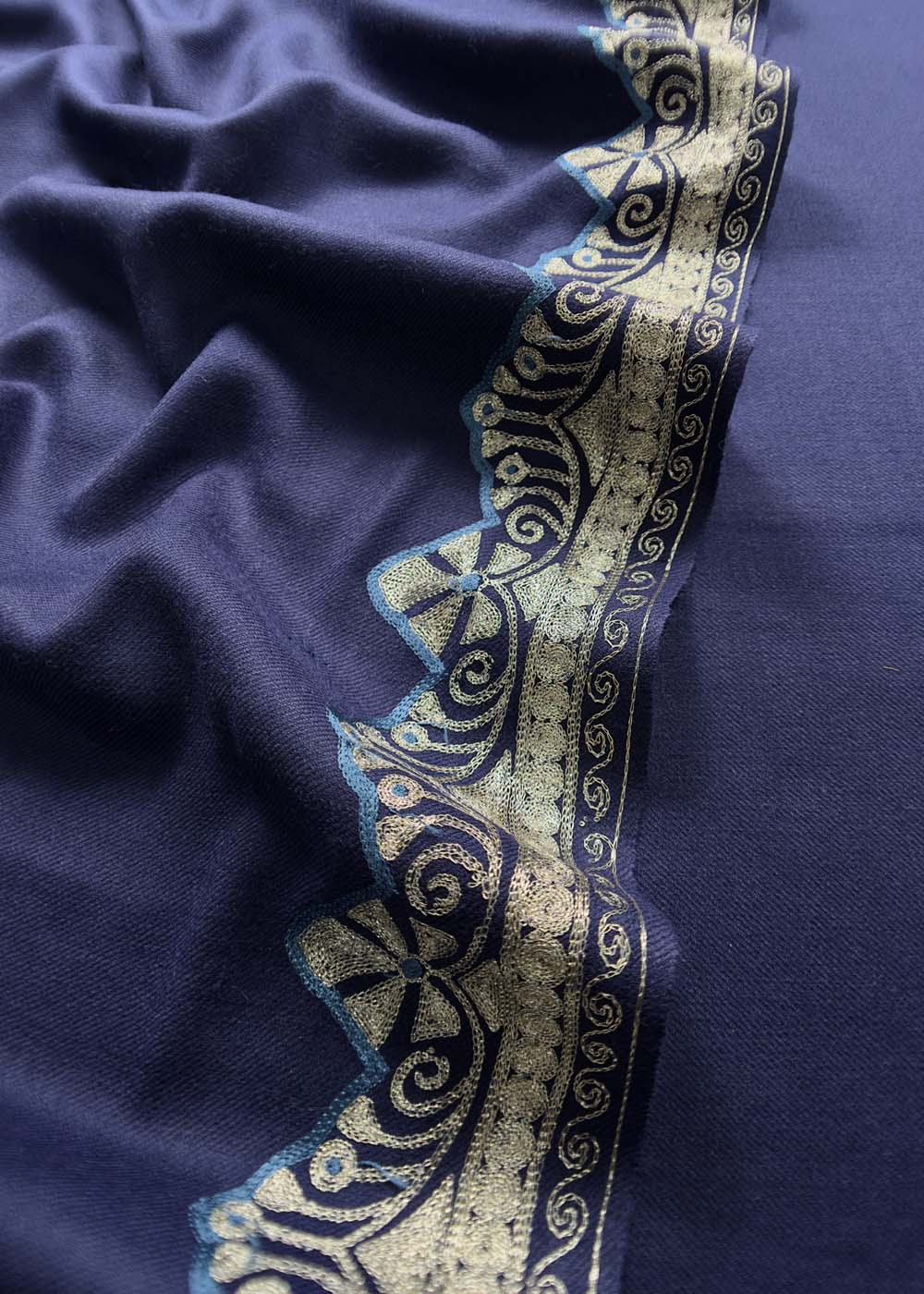 Blue Woolen Suit With Aari Embroidery