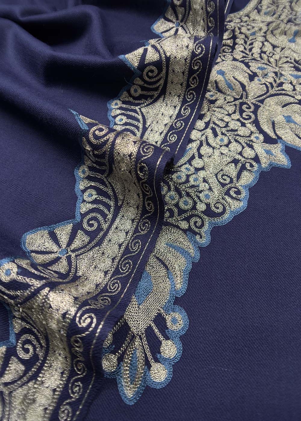 Blue Woolen Suit With Aari Embroidery