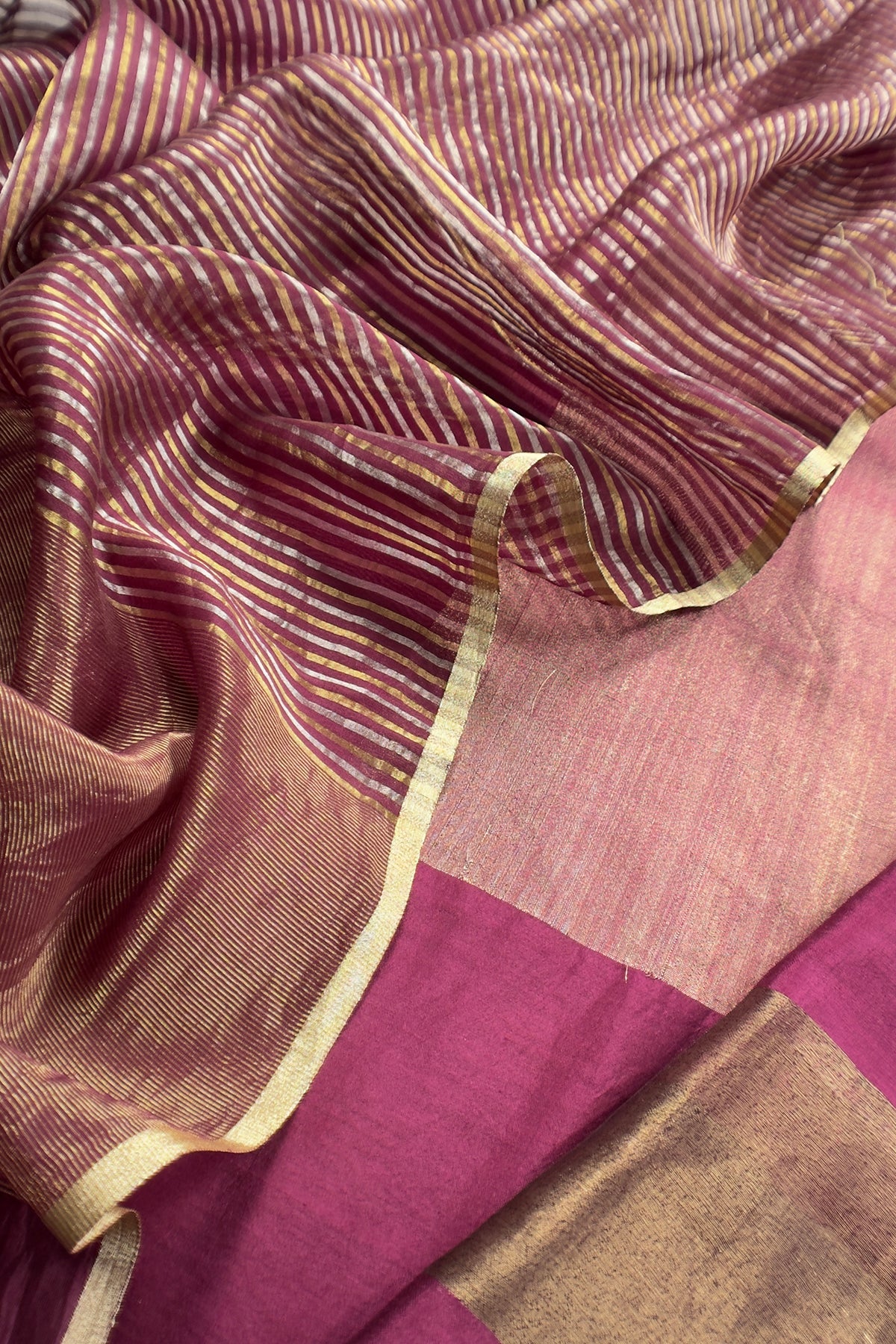 Sapphire Wine Handloom Katan Silk Suit Fabric With Kadwa Weaving