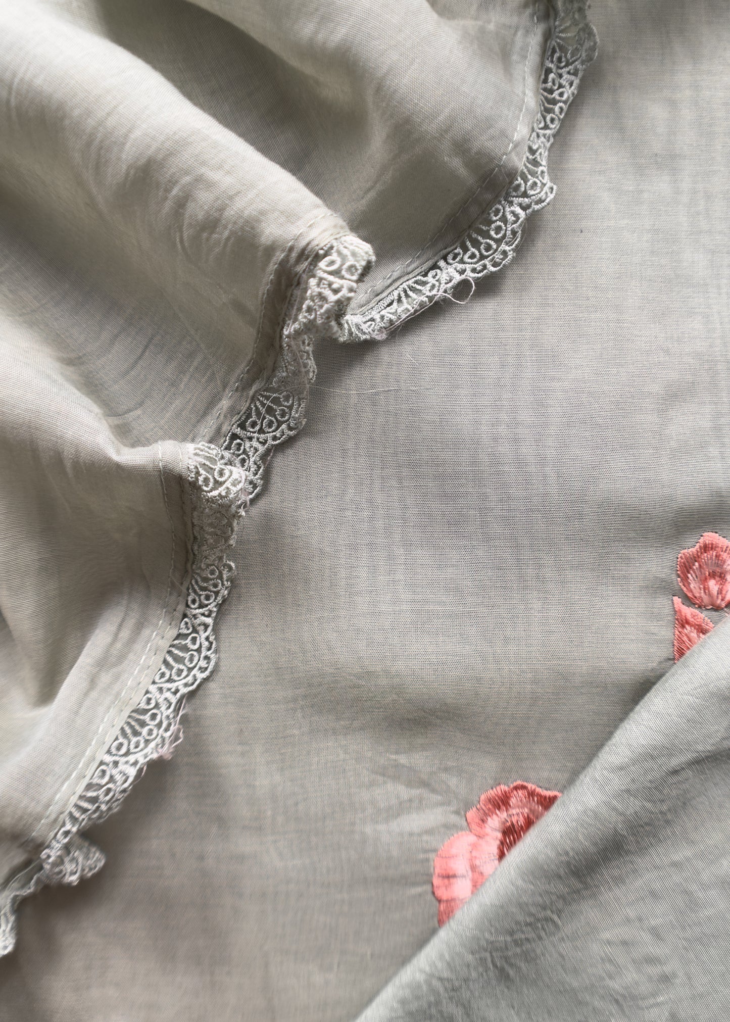 Sage Green Pure Mul Cotton Sunflower Suit With Resham Embroidery And Appliqué Work