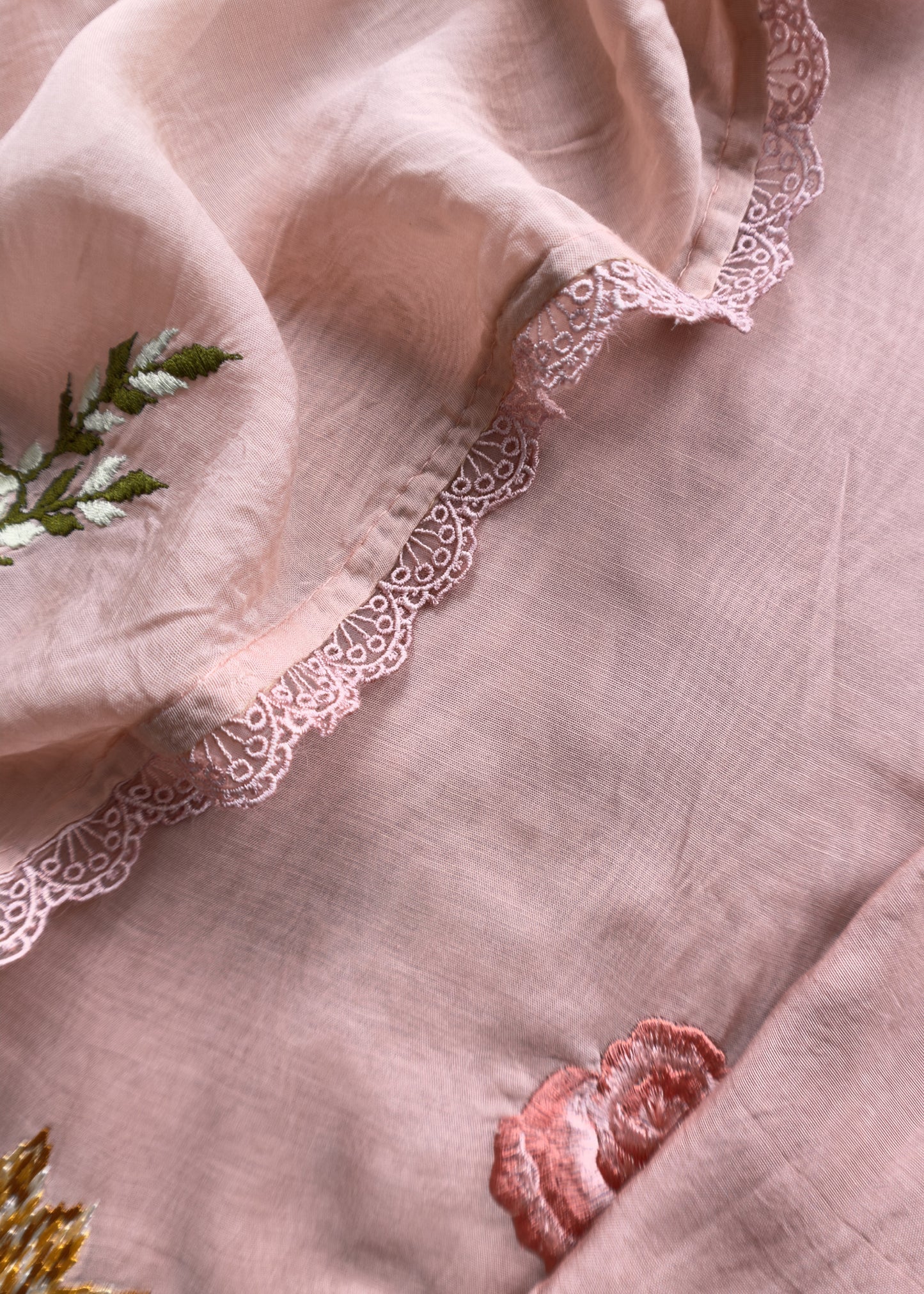 Blush Pure Mul cotton Sunflower Suit with Resham Embroidery and Appliqué Work