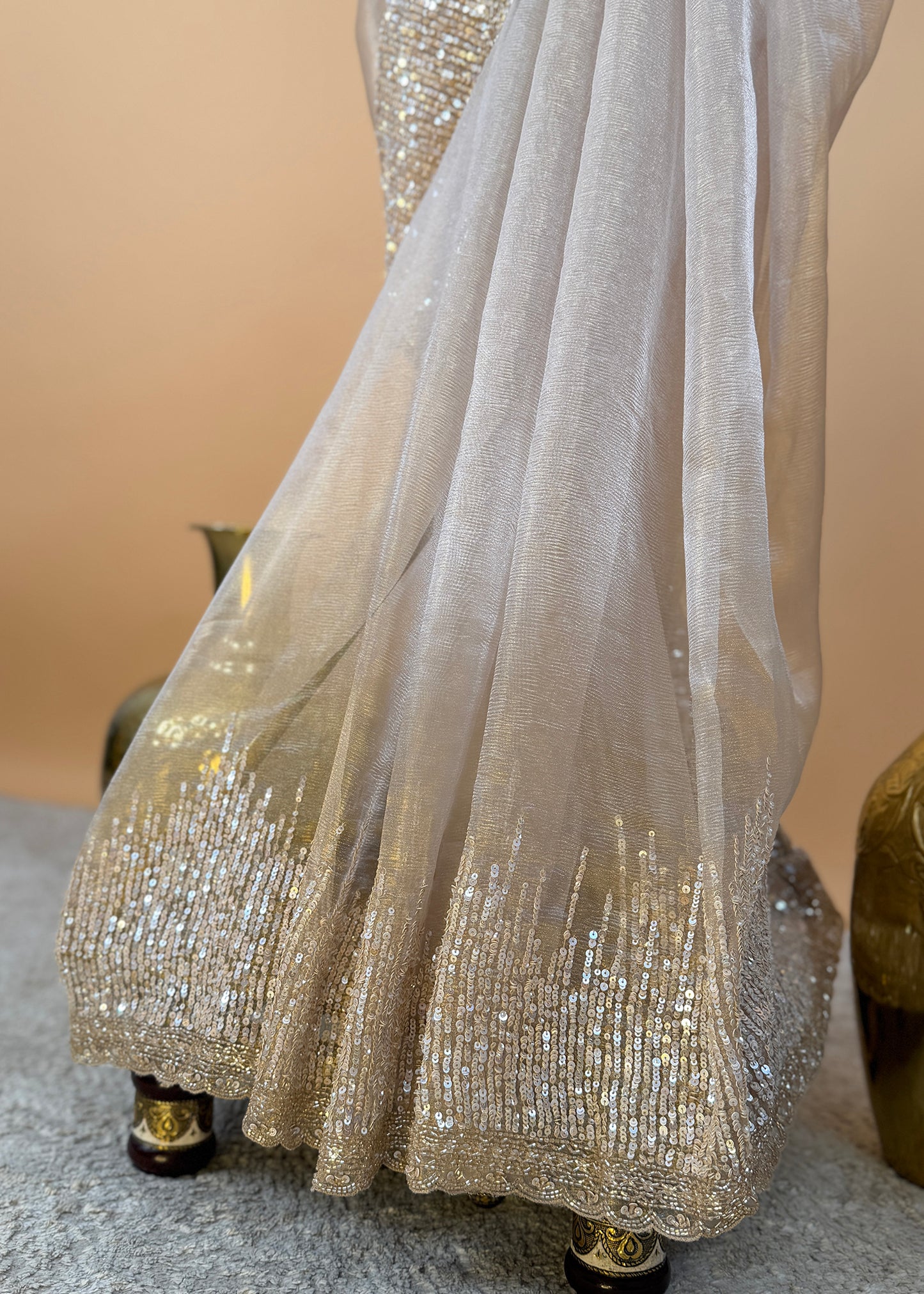 Tissue Silk Saree with Beautiful Sequins Work