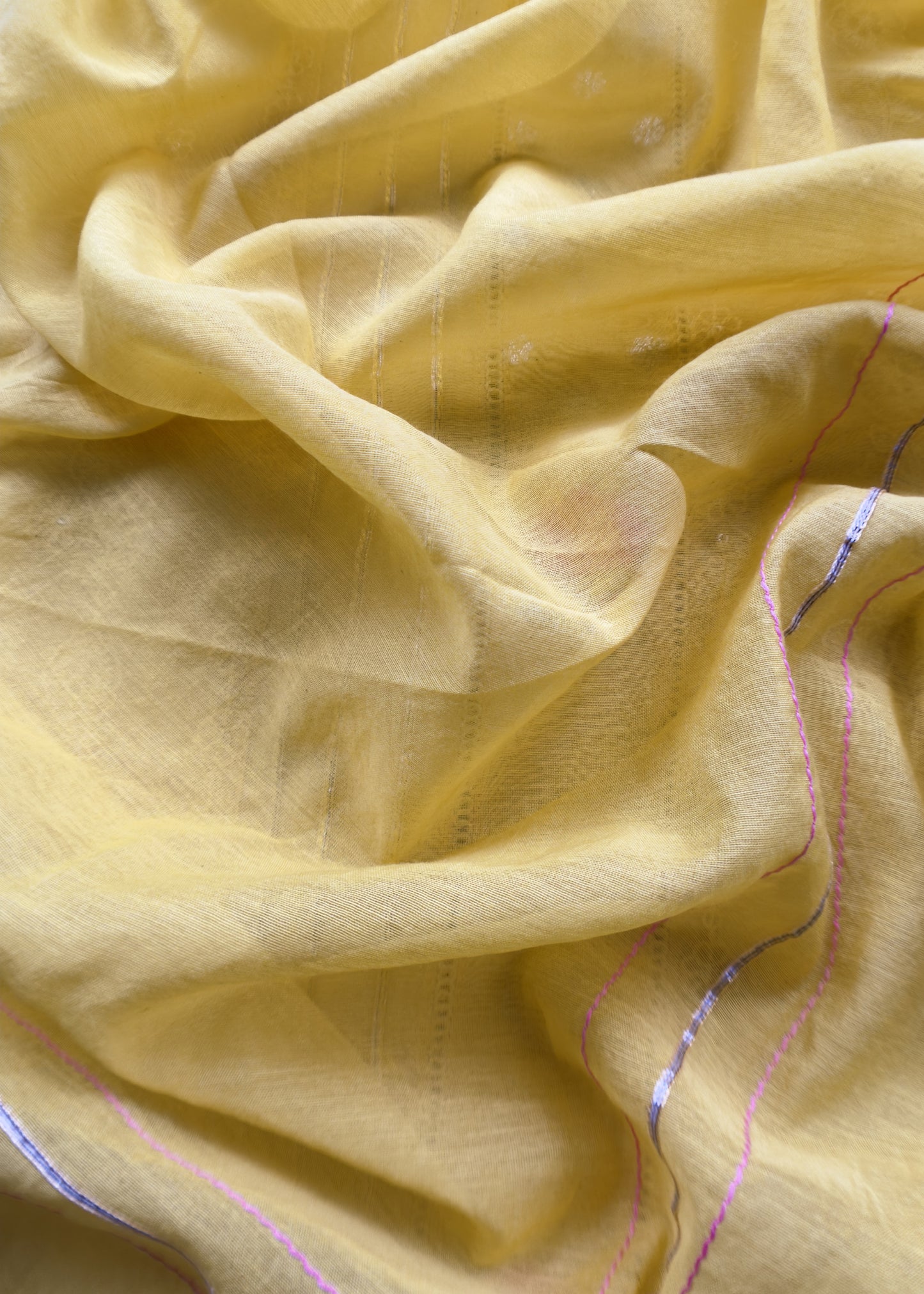 Sunshine Yellow Pure Mul Suit With Gold Pitta Work And Resham Embroidery
