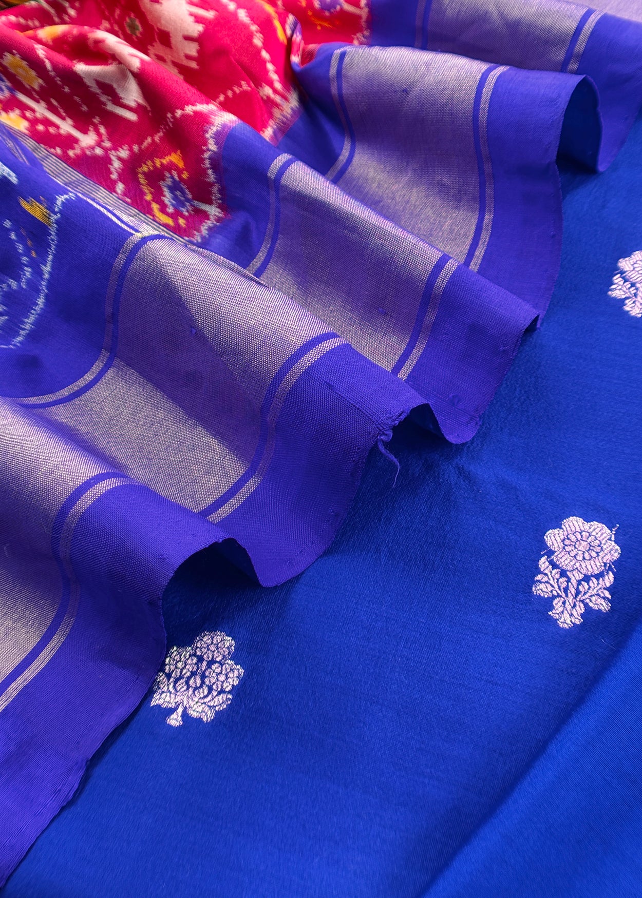 Luxe Bright Blue Handloom silk Kurta and Ikkat Woven Dupatta